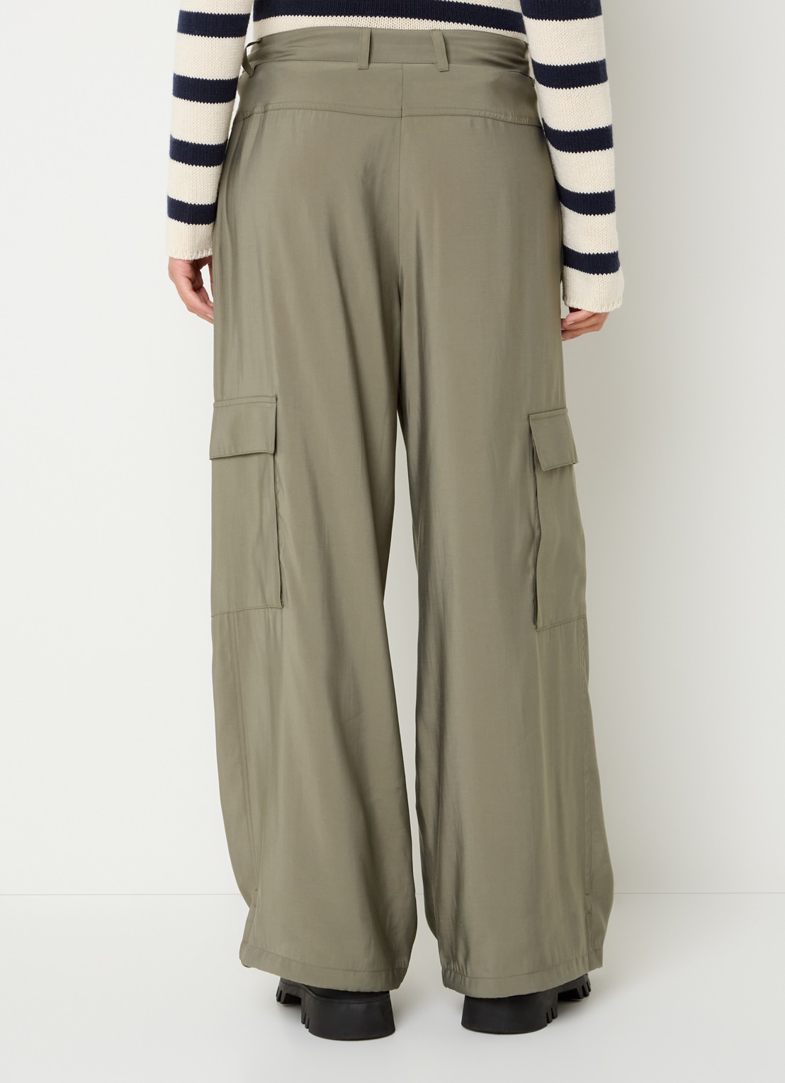 Max & Co Fisher high waist wide fit pantalon met steekzakken - achterkant 2 khaki