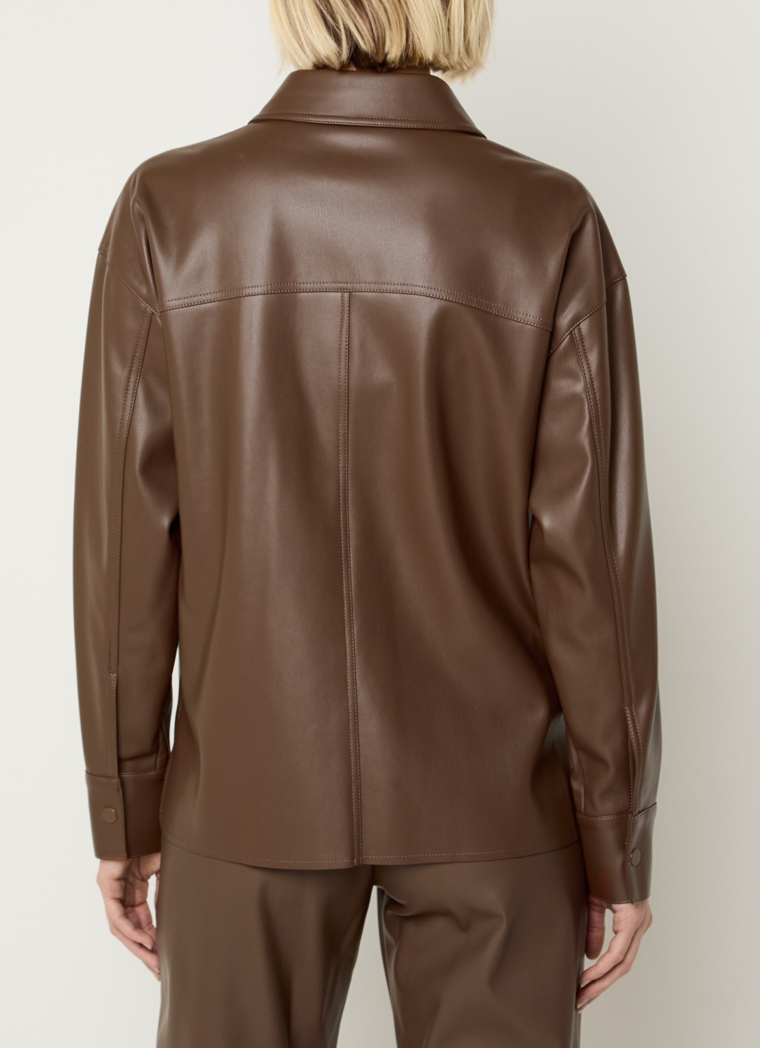 Max & Co Furio blouse van imitatieleer met borstzakken - achterkant 4 bruin
