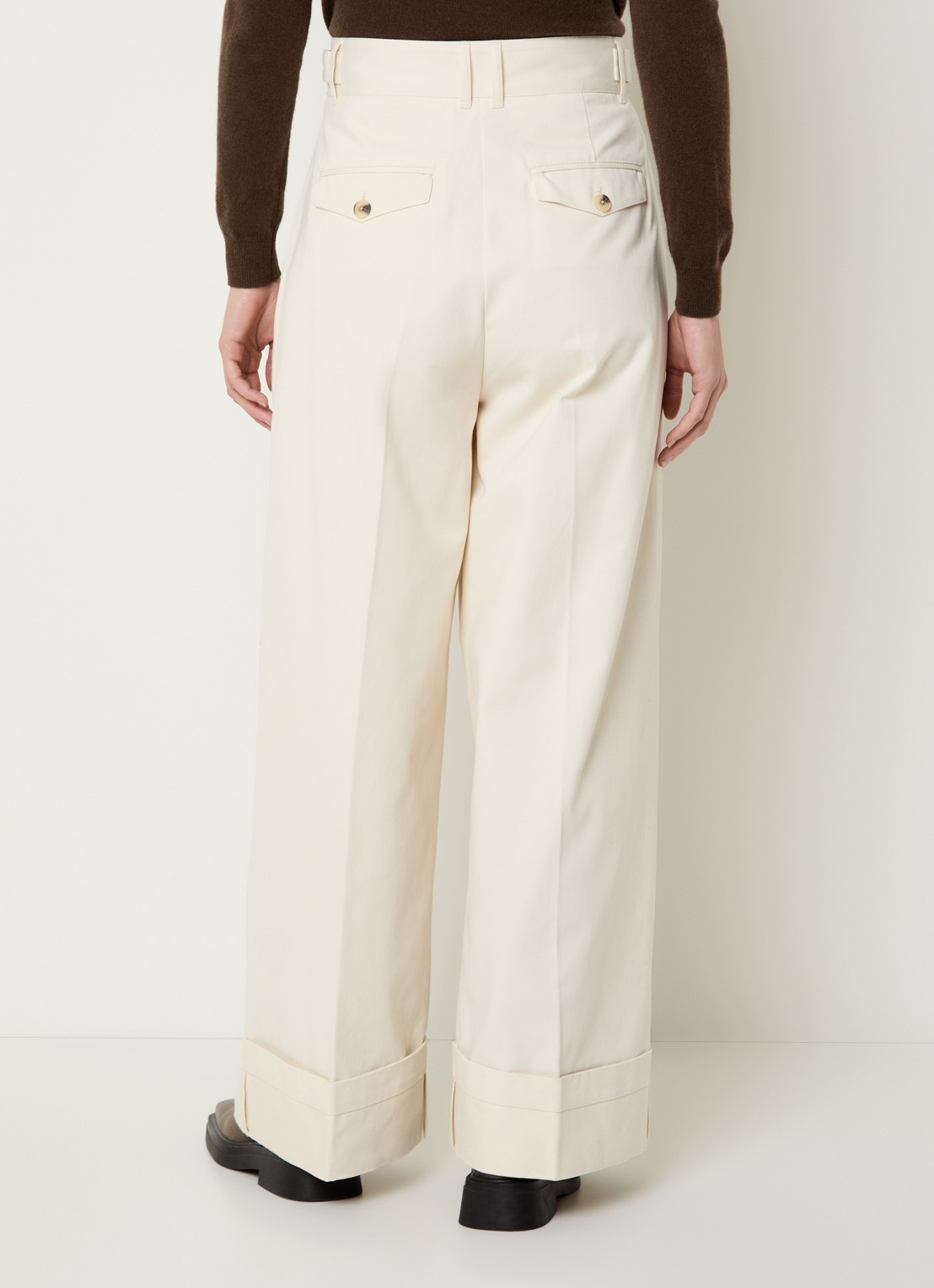 Max & Co Garonna high waist straight fit broek met steekzakken - achterkant gebroken wit