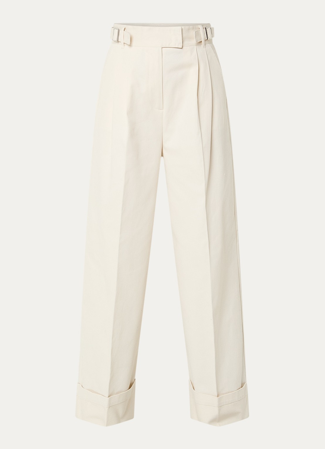Max & Co Garonna high waist straight fit broek met steekzakken - voorkant 3 gebroken wit