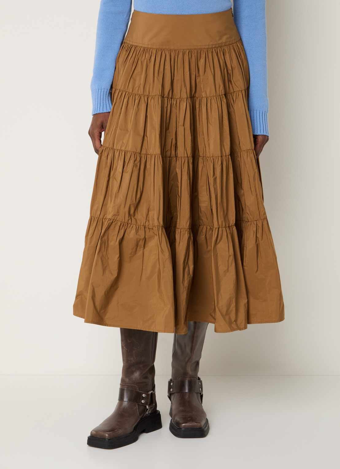 Max & Co Getti midi A-lijn rok met volant - detail 4 camel