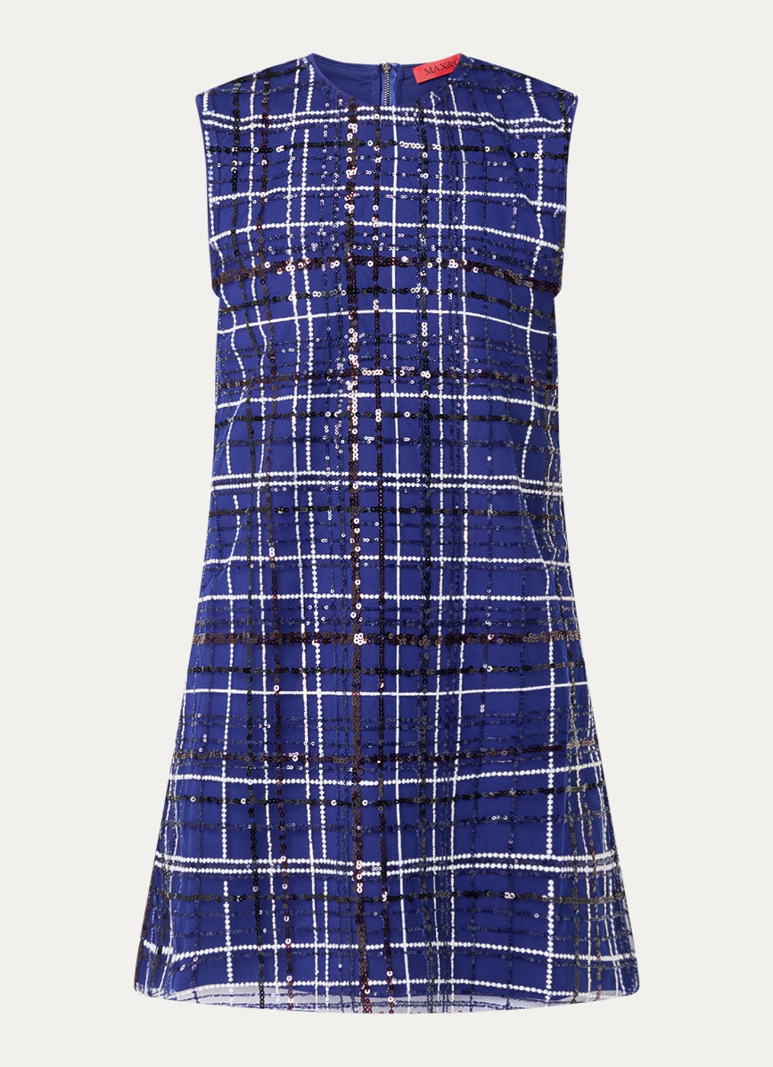 Max & Co Gondola mini jurk met pailletten - voorkant 2 royalblauw