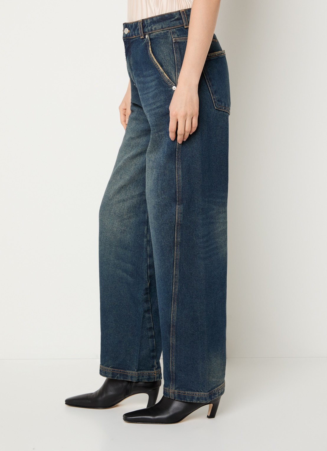 Max & Co High waist balloon fit jeans met donkere wassing en schoudertas - detail 5 indigo