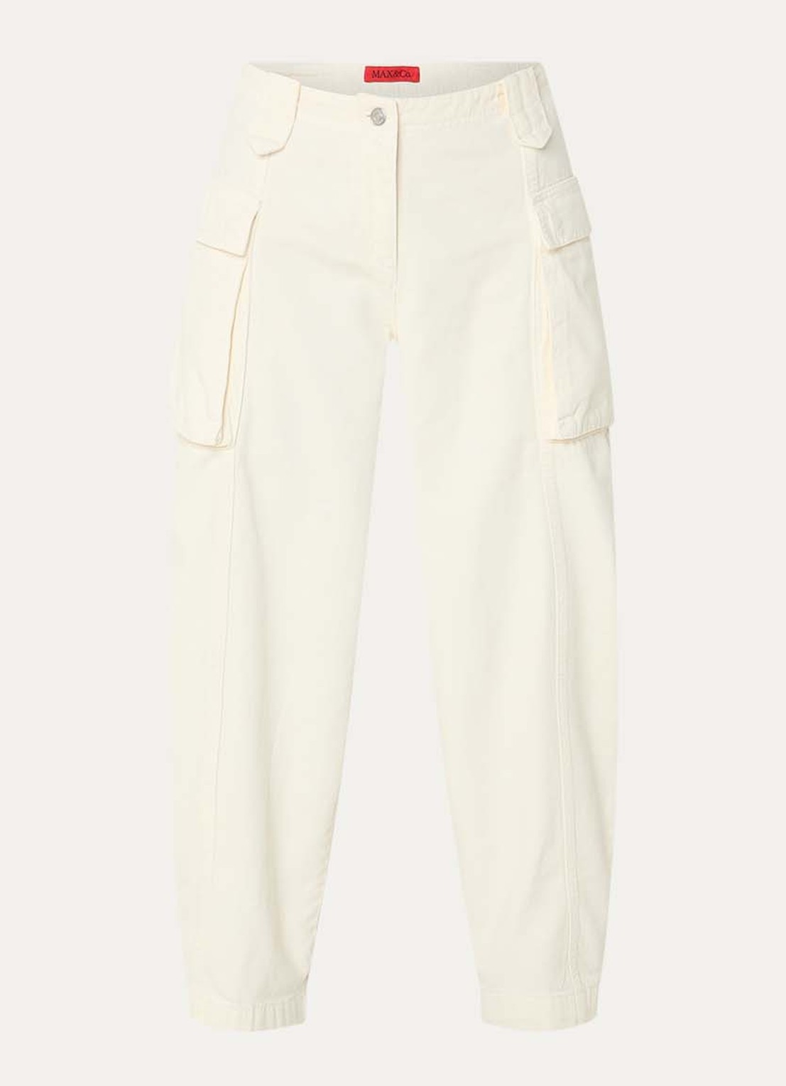 Max & Co High waist loose fit cargobroek met klepzakken - voorkant 2 creme