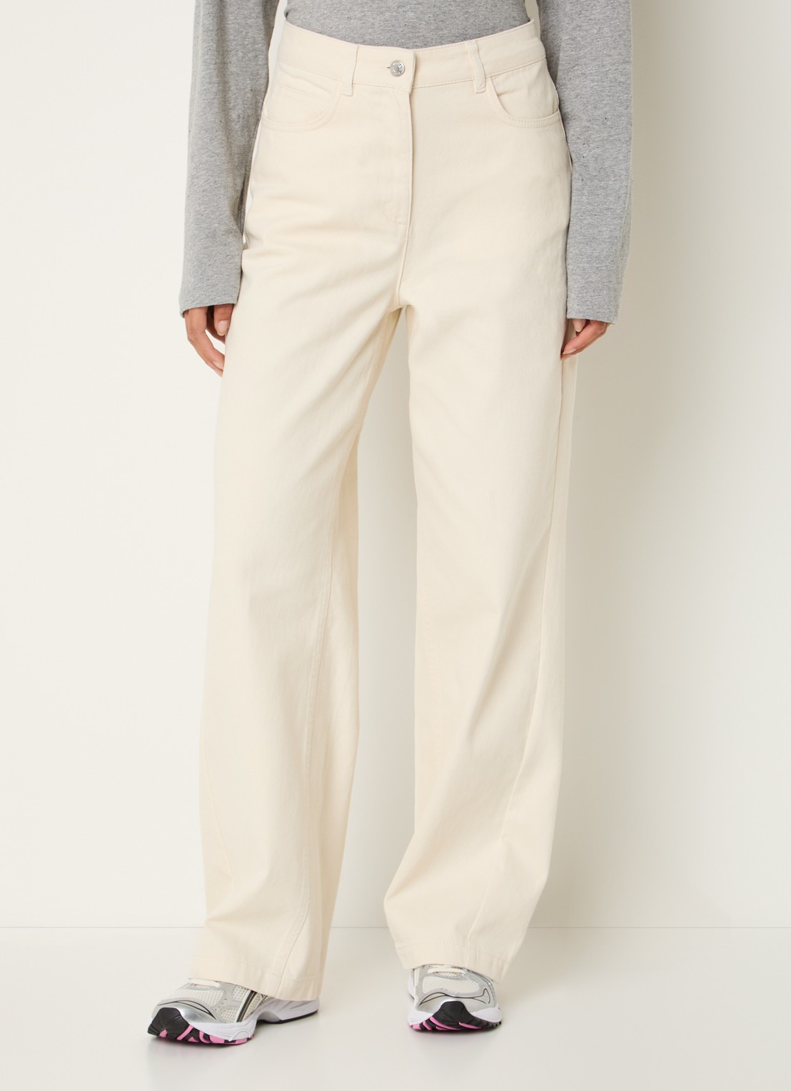Max & Co High waist loose fit jeans met gekleurde wassing - detail ivoor