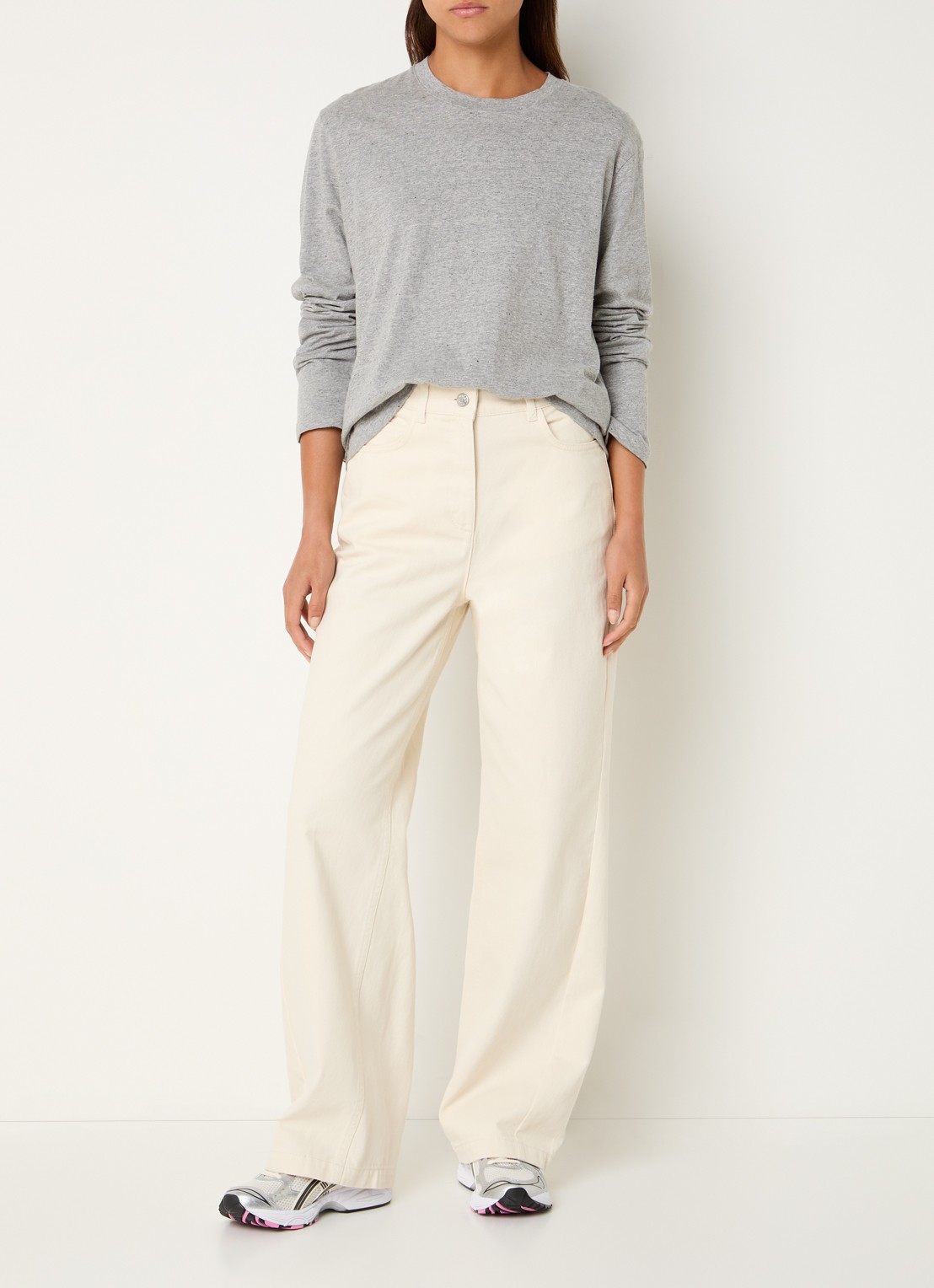 Max & Co High waist loose fit jeans met gekleurde wassing - voorkant 4 ivoor