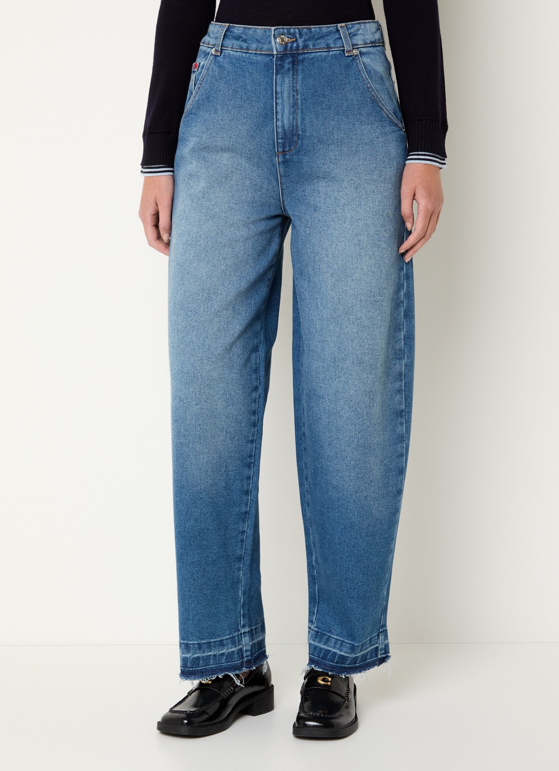 Max & Co High waist loose fit jeans met medium wassing - detail 4 indigo