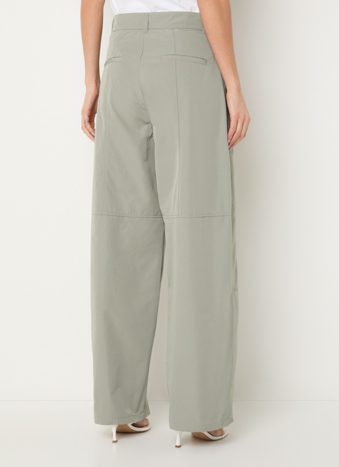 Max & Co High waist wide fit broek met steekzakken - achterkant 5 olijfgroen