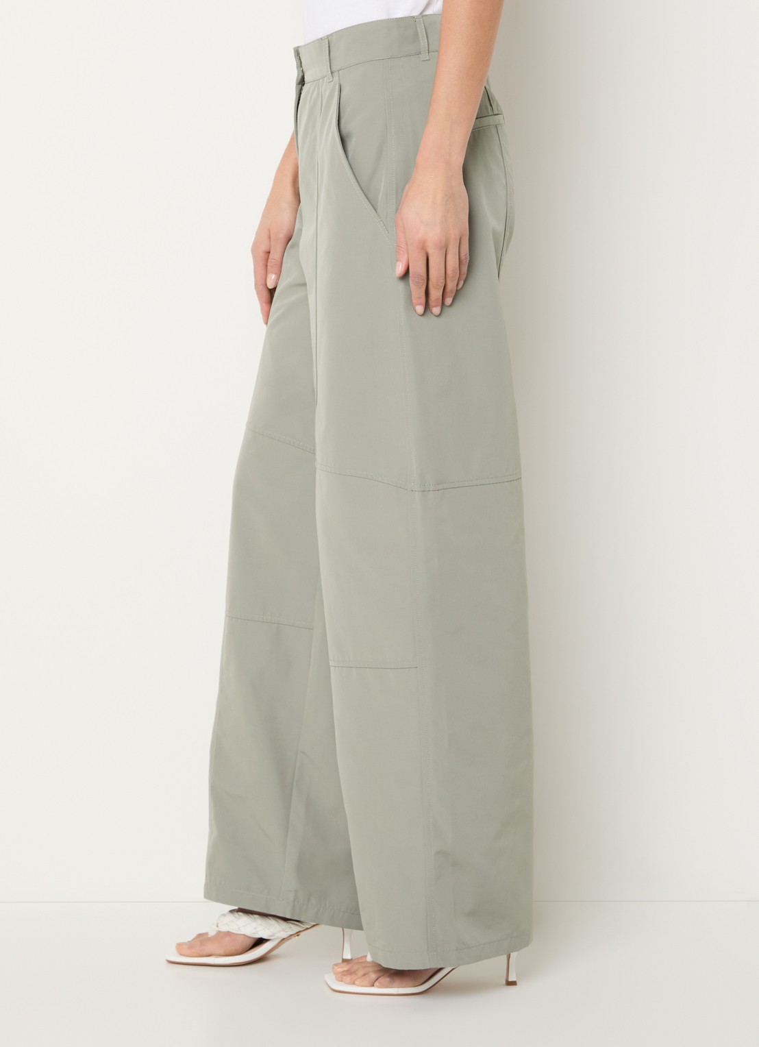 Max & Co High waist wide fit broek met steekzakken - detail 2 olijfgroen
