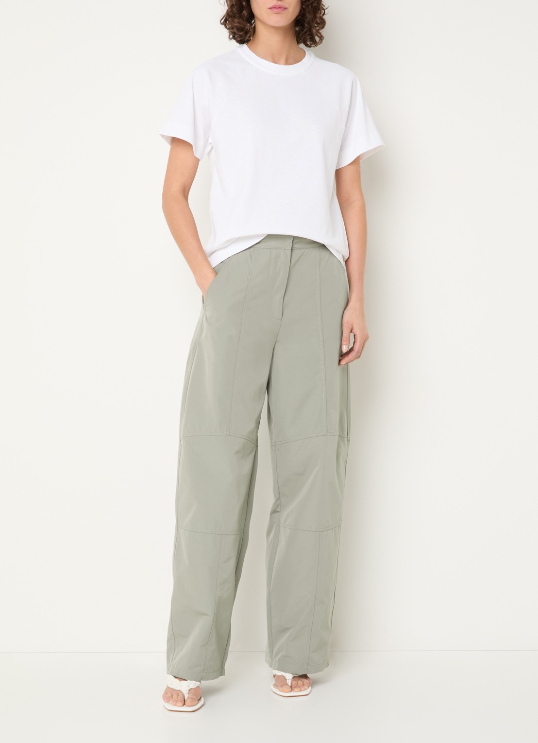 Max & Co High waist wide fit broek met steekzakken - voorkant 4 olijfgroen