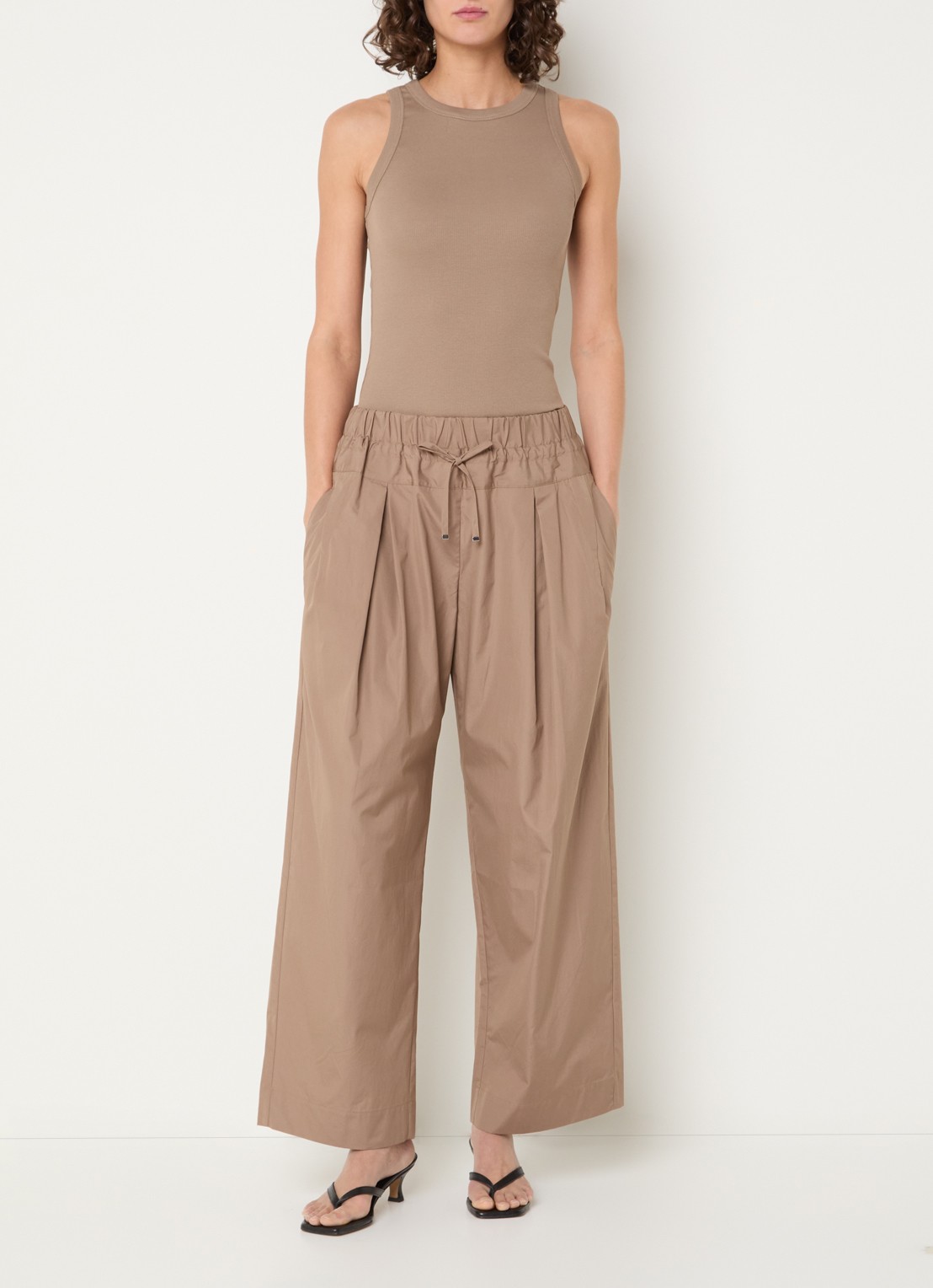 Max & Co  High waist wide fit palazzobroek steekzakken - voorkant 3 zand