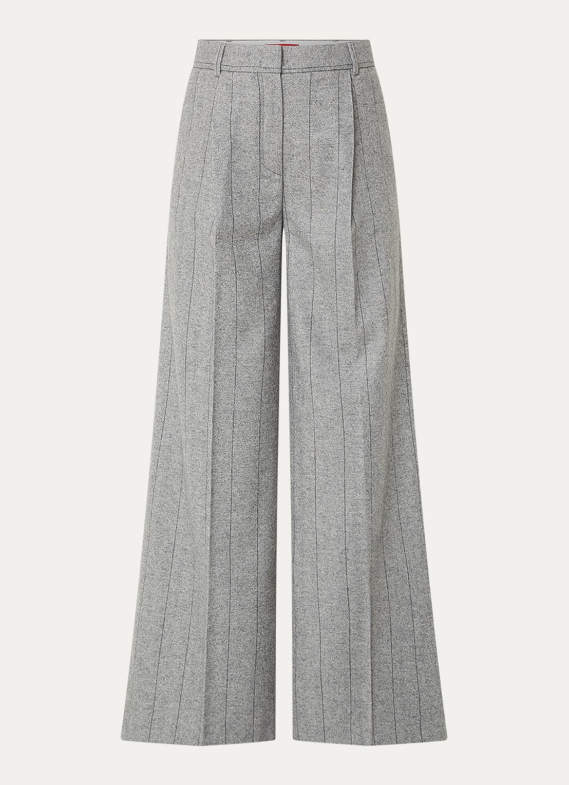 Max & Co High waist wide fit pantalon in wolblend met visgraatdessin - voorkant 2 grijsmele