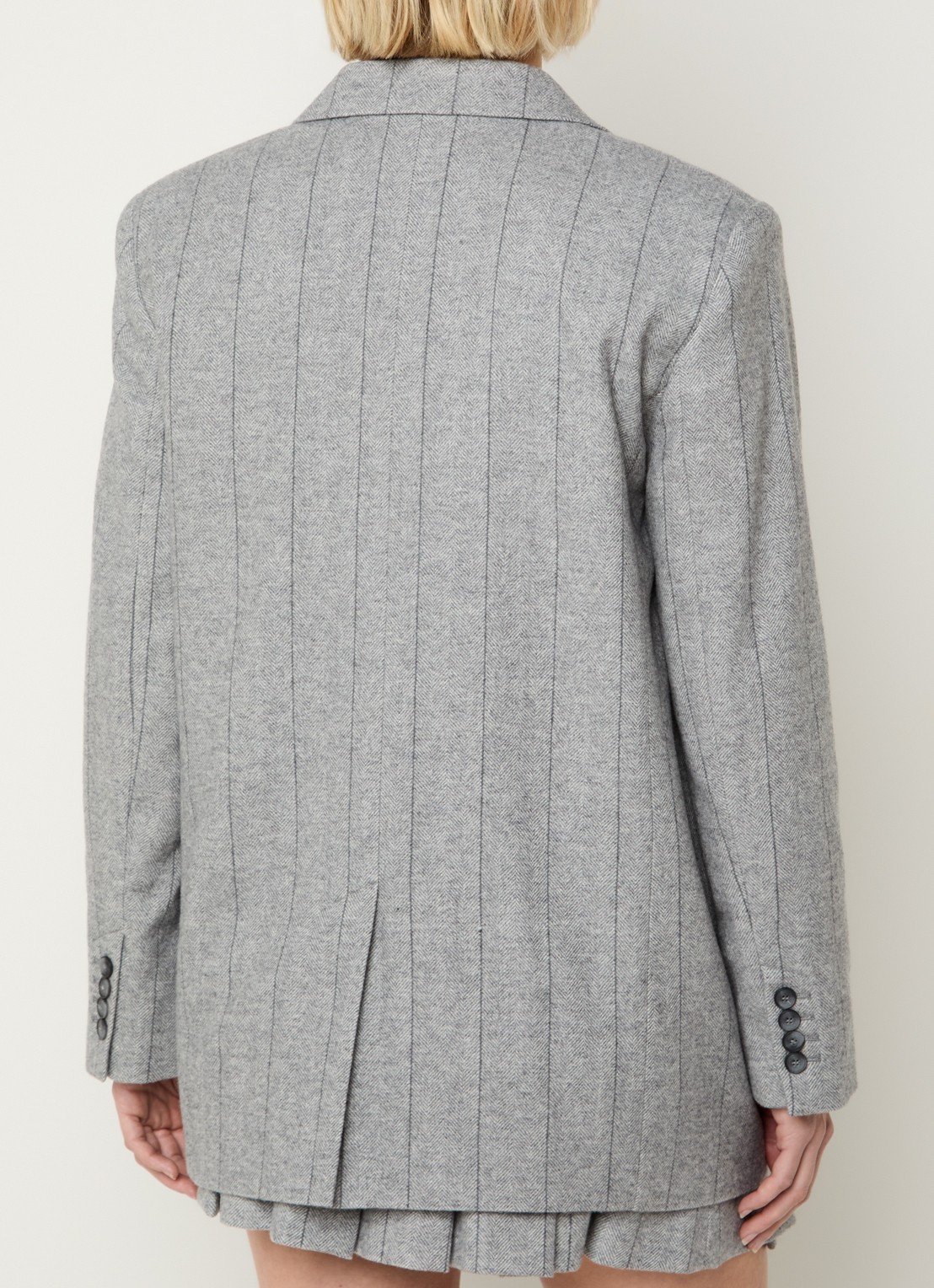 Max & Co Iames double-breasted blazer in wolblend met streepprint - achterkant 4 grijs