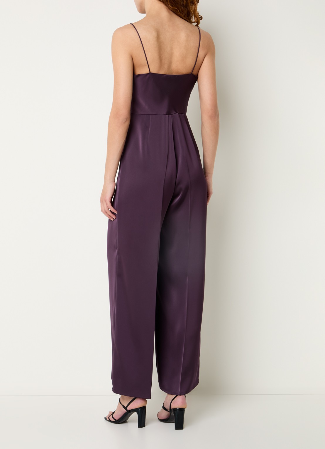 Max & Co Jumpsuit van satijn met rechthoekige hals - achterkant aubergine