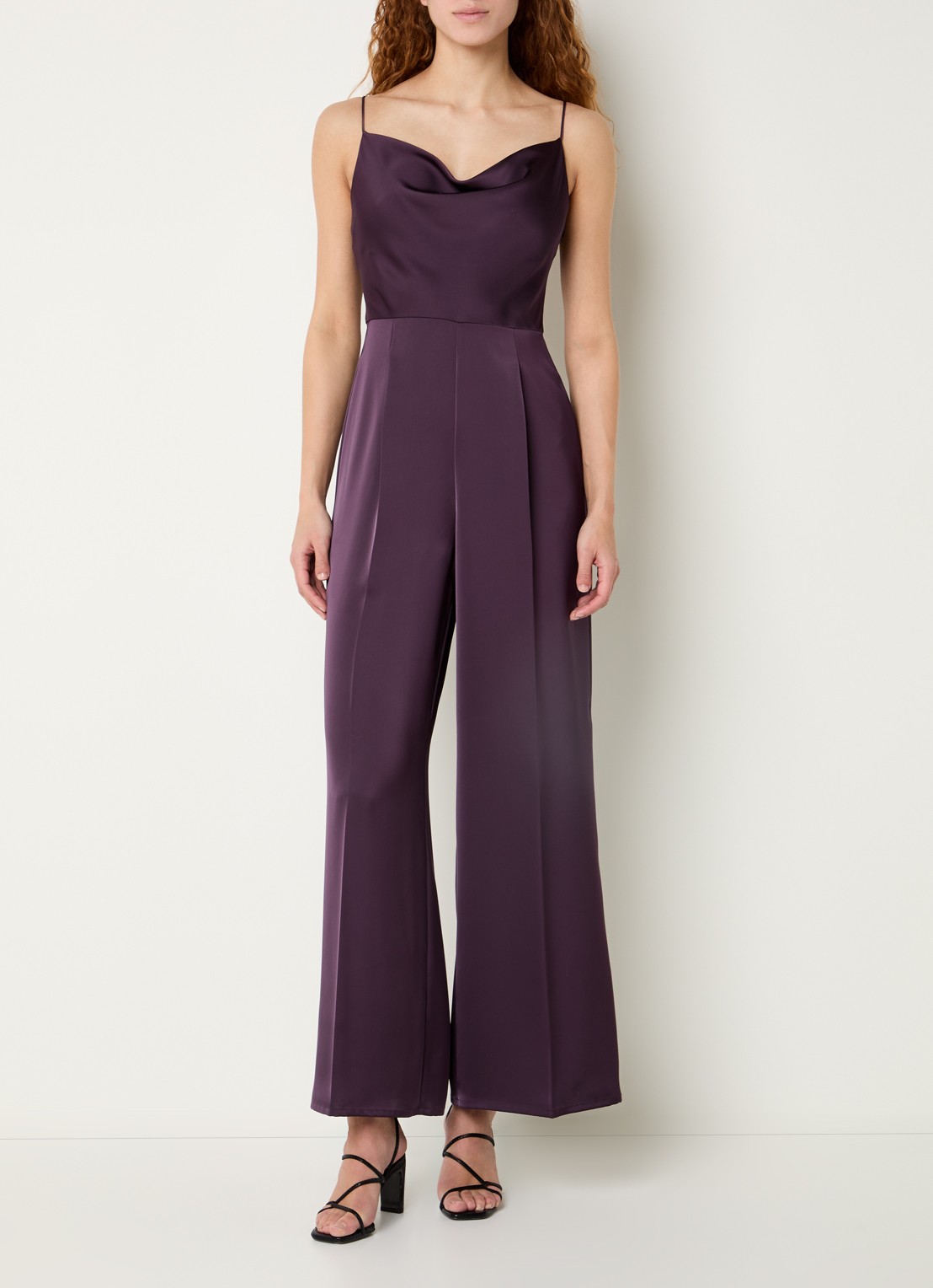 Max & Co Jumpsuit van satijn met rechthoekige hals - detail 4 aubergine