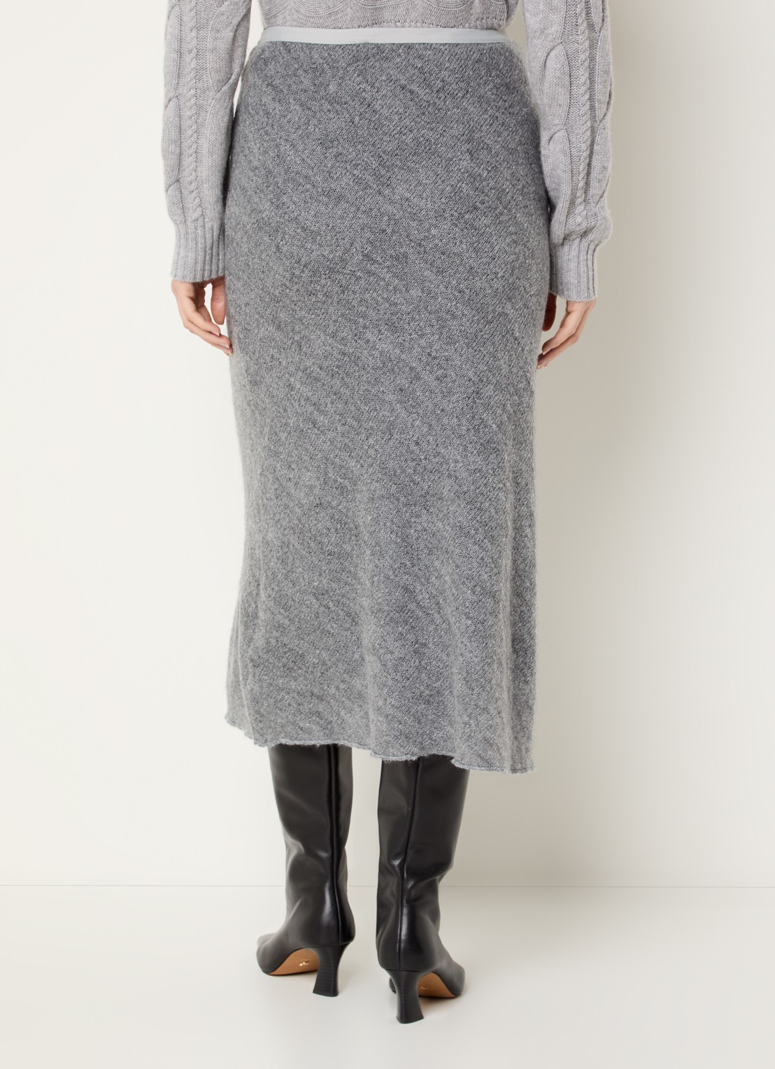 Max & Co Mago grofgebreide midi rok - achterkant grijs