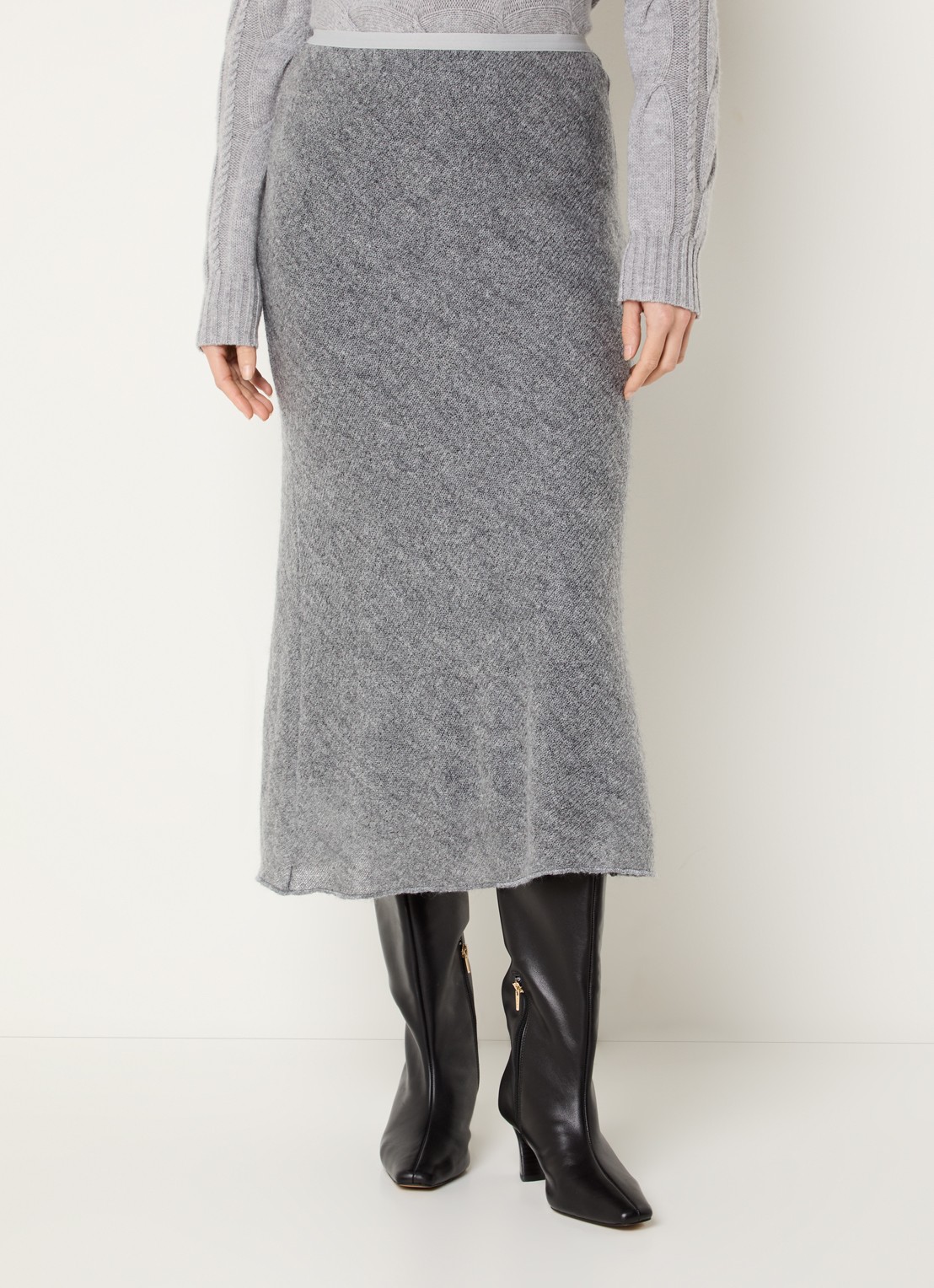 Max & Co Mago grofgebreide midi rok - detail 4 grijs