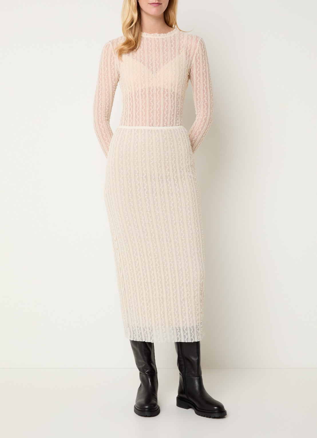 Max & Co Maxi rok met stretch - voorkant 2 beige