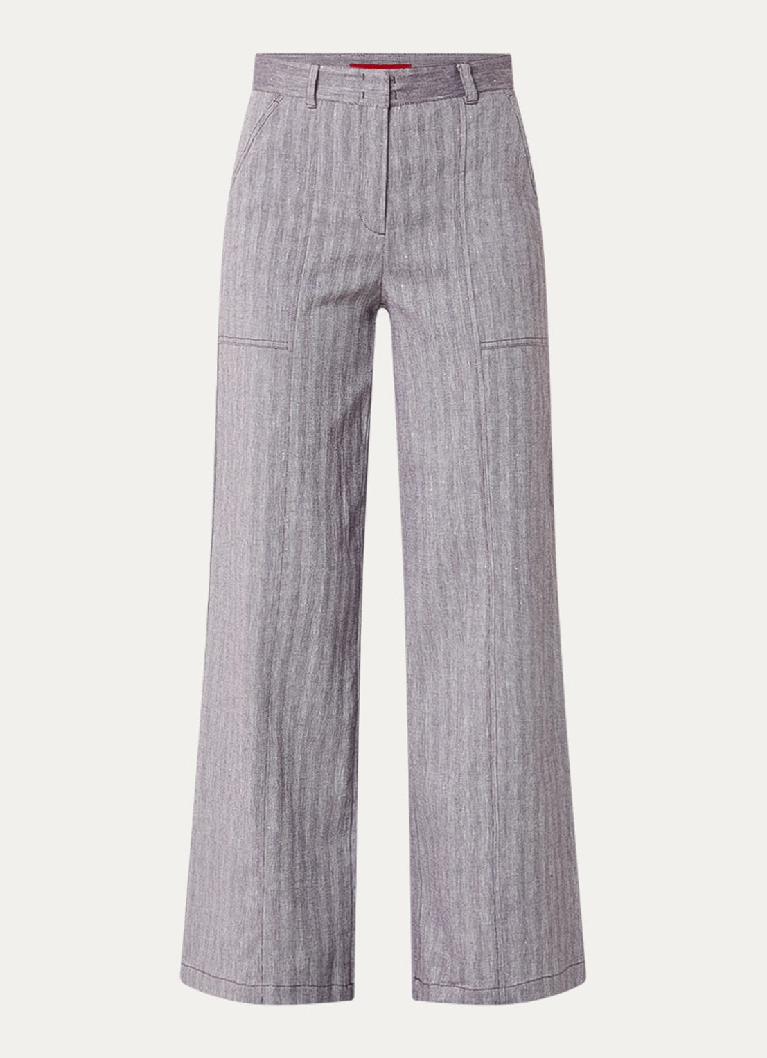 Max & Co Mid waist wide fit pantalon in linnenblend - voorkant 3 taupe