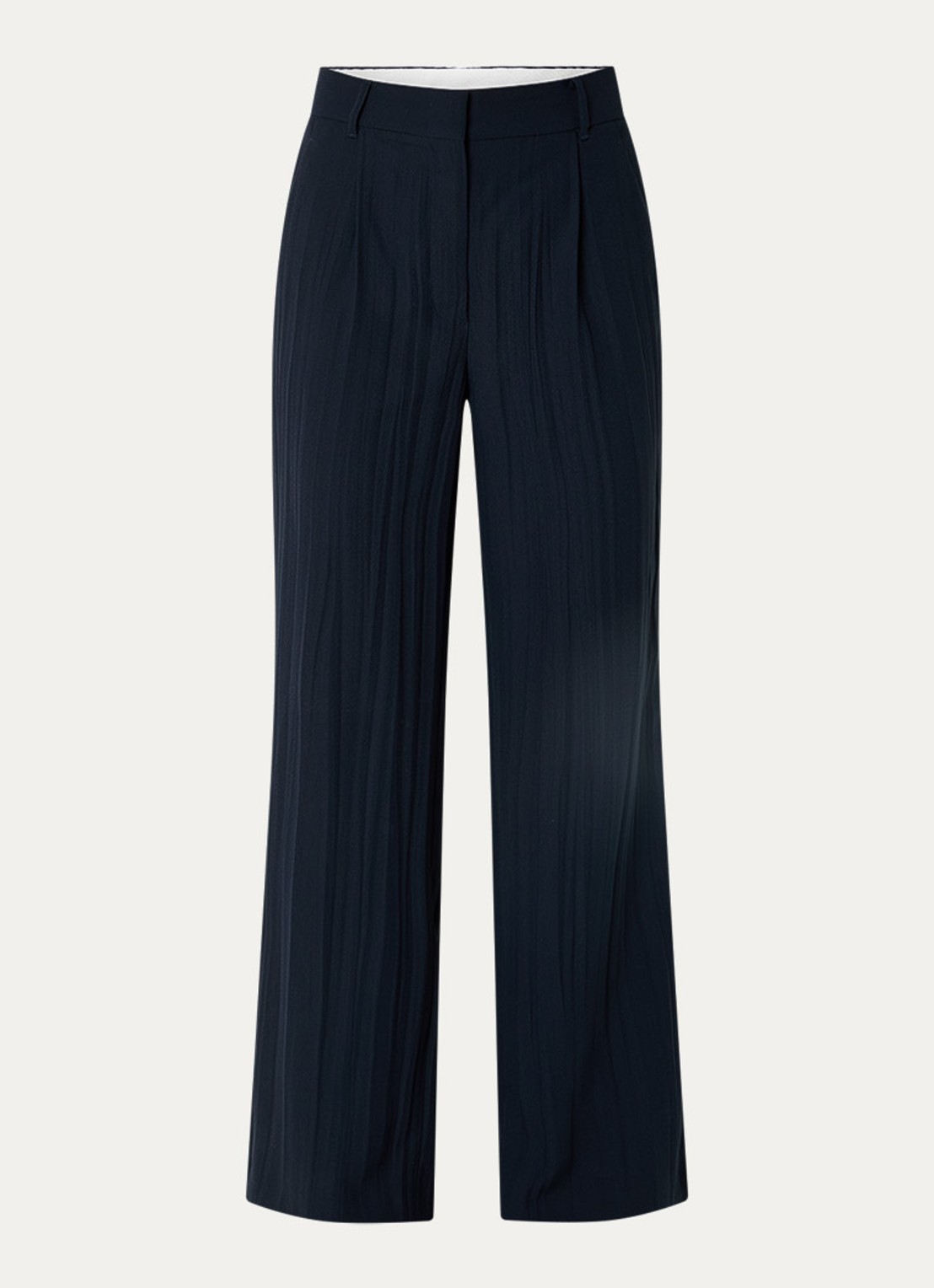 Max & Co Mid waist wide fit pantalon met plooien - voorkant 2 donkerblauw