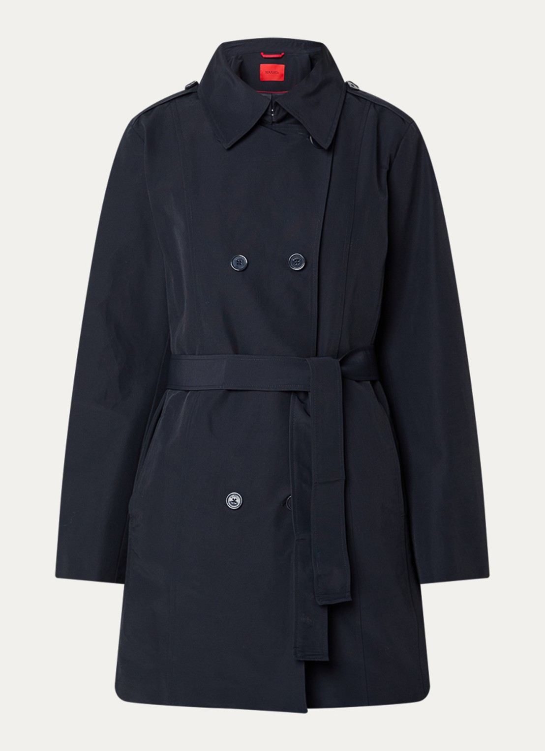 Max & Co Milo double-breasted trenchcoat met steekzakken - voorkant 2 donkerblauw
