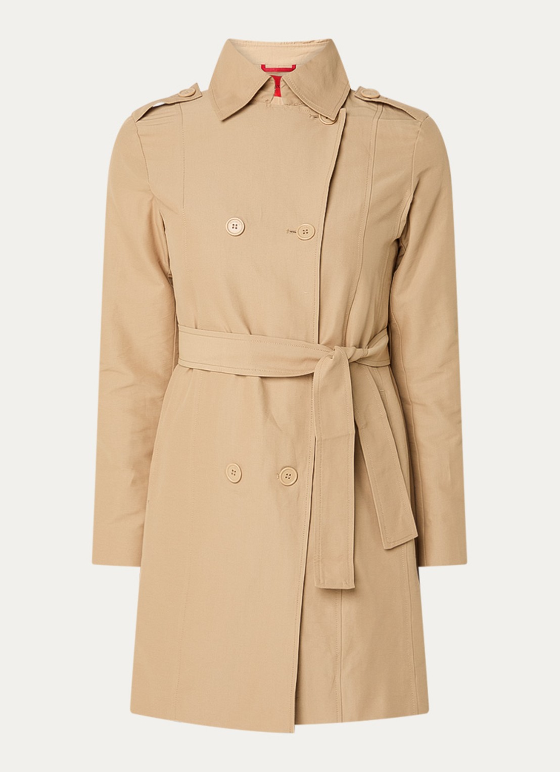 Max & Co Milo double breasted trenchcoat met strikceintuur - voorkant beige