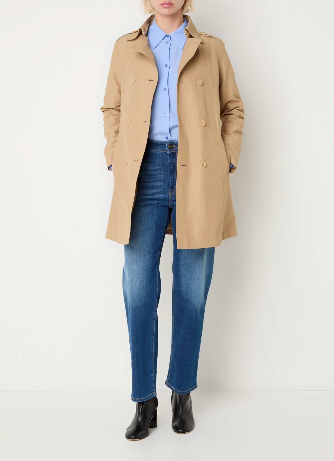 Max & Co Milo double breasted trenchcoat met strikceintuur - voorkant 2 beige