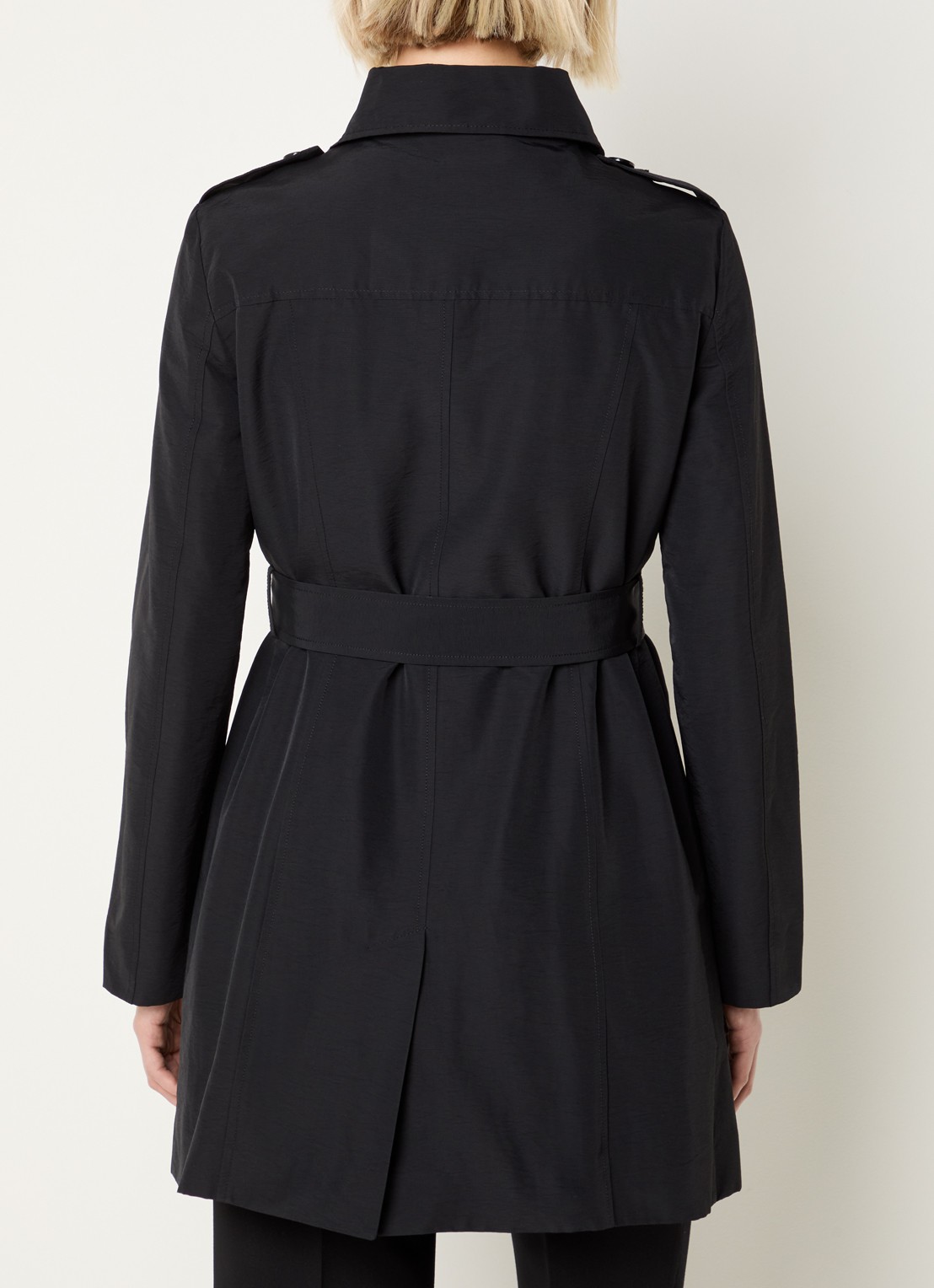 Max & Co Milo double breasted trenchcoat met strikceintuur - achterkant 3 zwart
