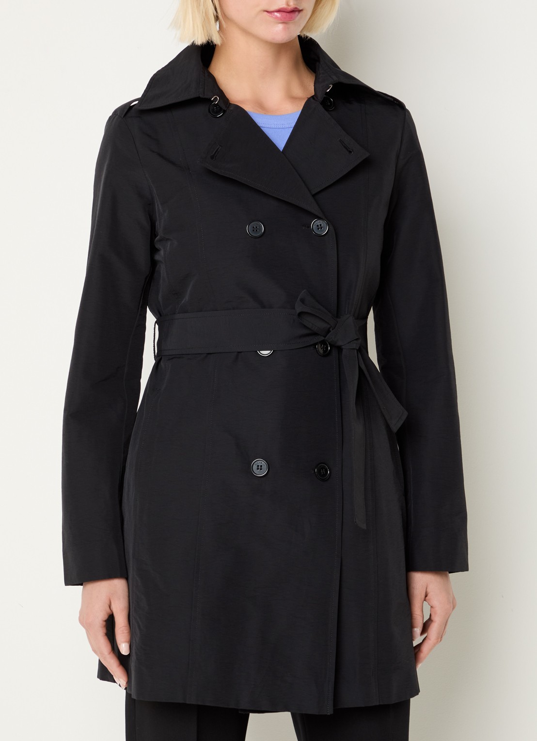 Max & Co Milo double breasted trenchcoat met strikceintuur - detail 4 zwart