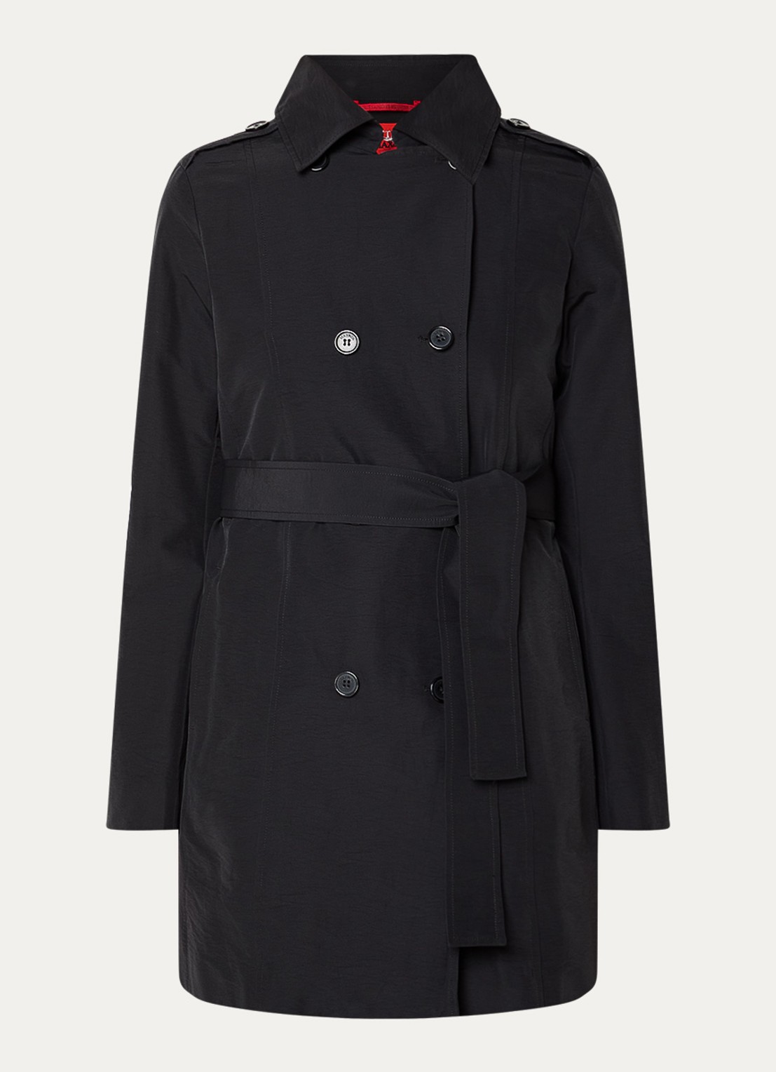 Max & Co Milo double breasted trenchcoat met strikceintuur - voorkant zwart