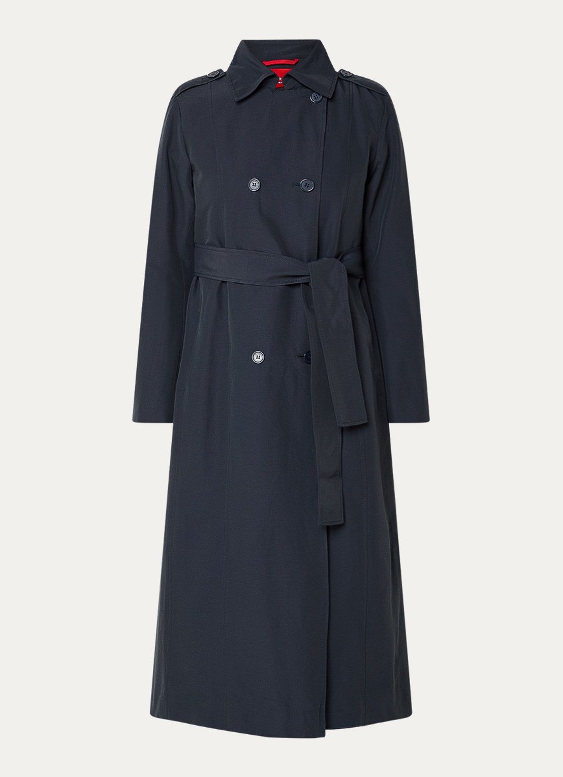 Max & Co Milong double-breasted trenchcoat met strikceintuur  - voorkant 2 donkerblauw