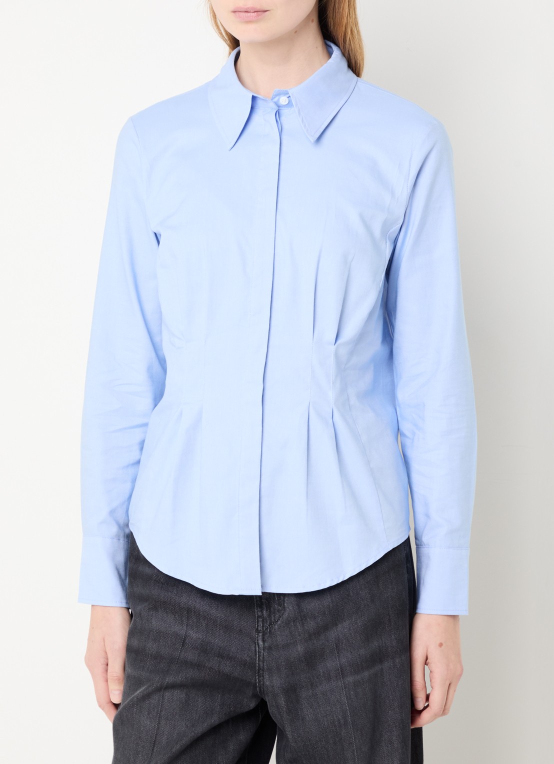 Max & Co Ondin blouse met kraag - detail lichtblauw