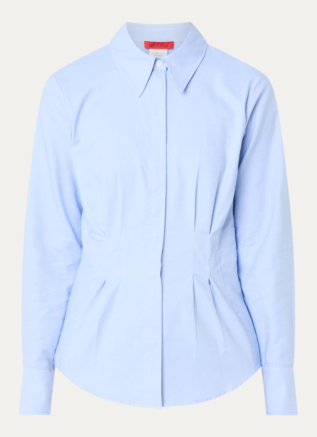 Max & Co Ondin blouse met kraag - voorkant 2 lichtblauw