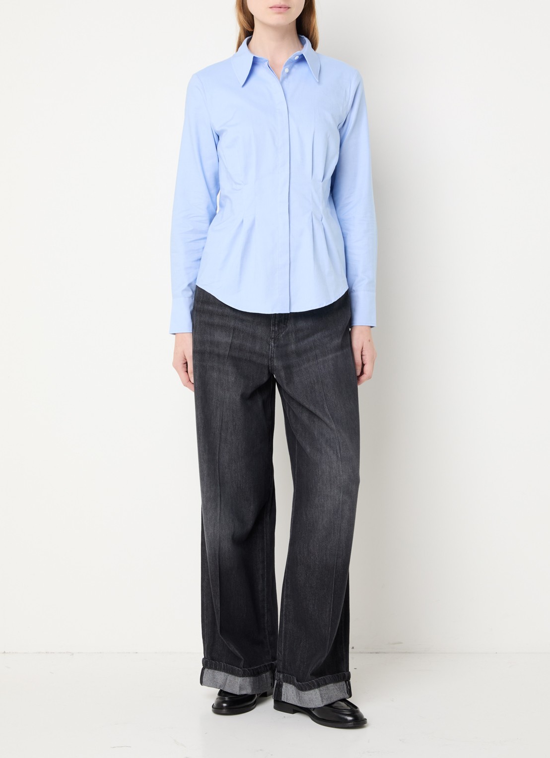 Max & Co Ondin blouse met kraag - voorkant 3 lichtblauw