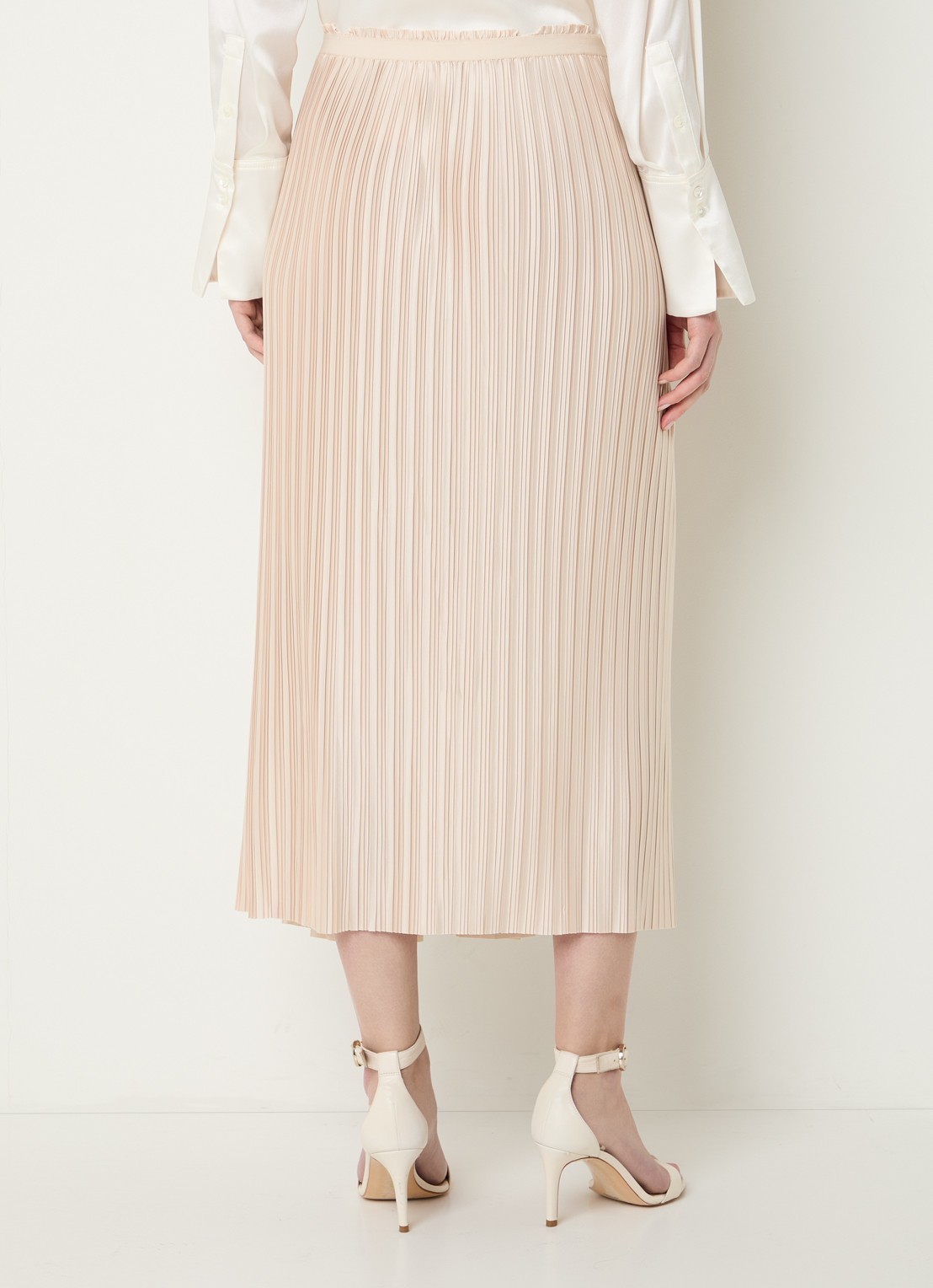 Max & Co Pagella midi rok met plissé - achterkant 2 beige