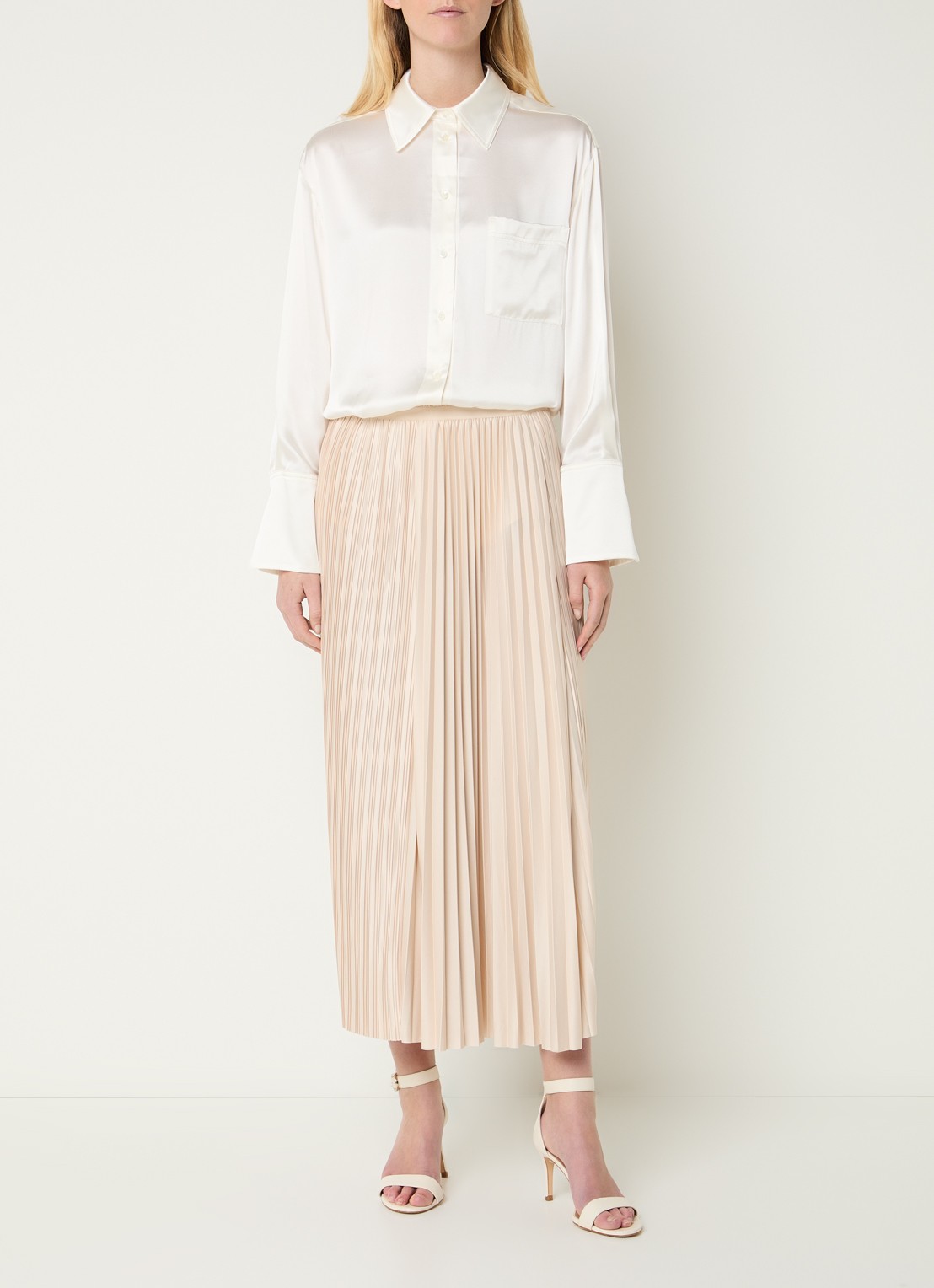 Max & Co Pagella midi rok met plissé - voorkant 4 beige