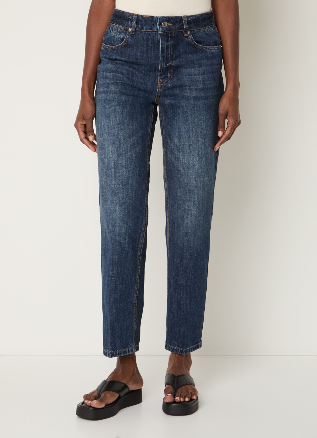 Max & Co Panetto mid waist slim fit jeans met donkere wassing - detail 3 indigo
