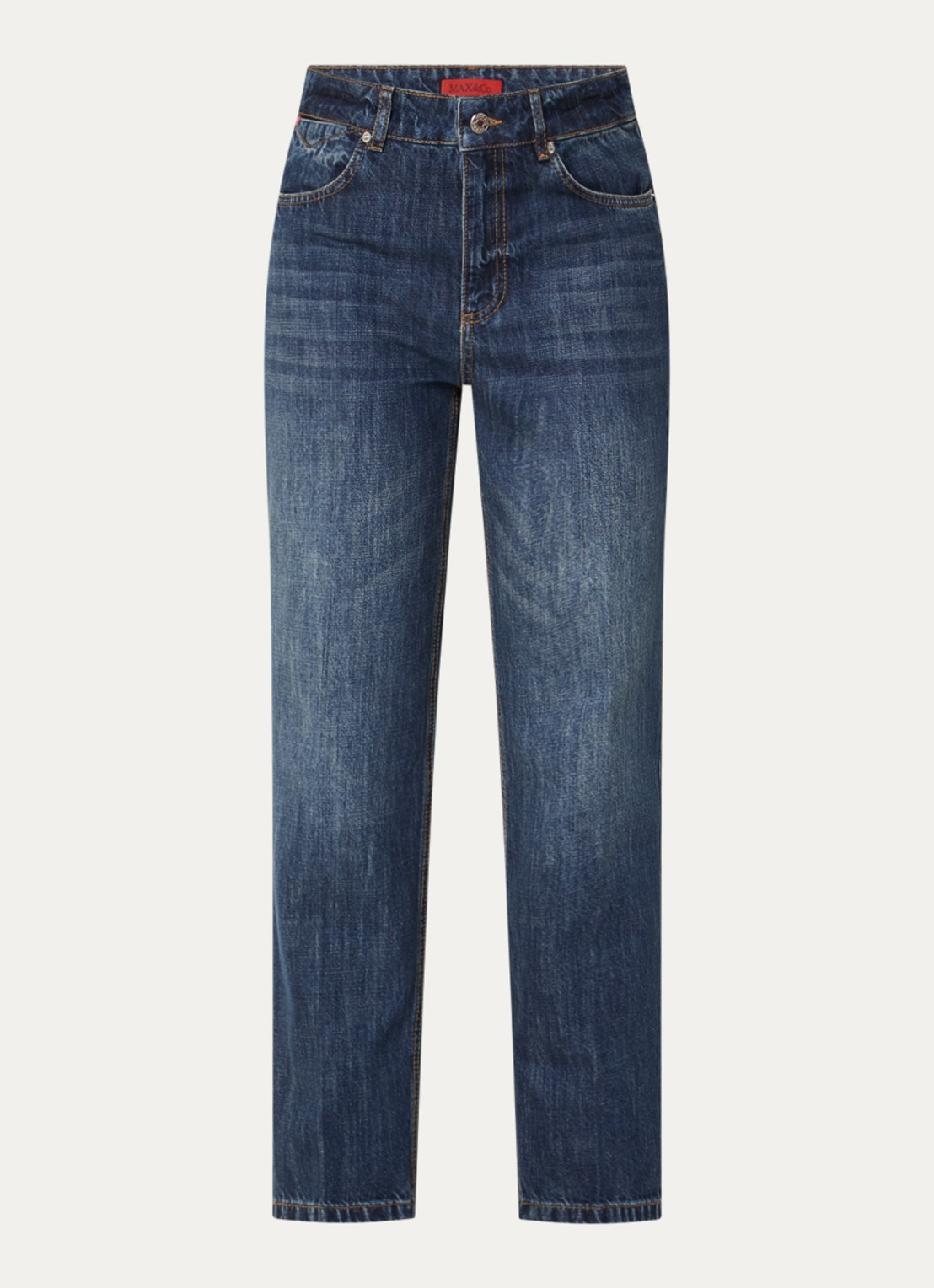 Max & Co Panetto mid waist slim fit jeans met donkere wassing - voorkant indigo
