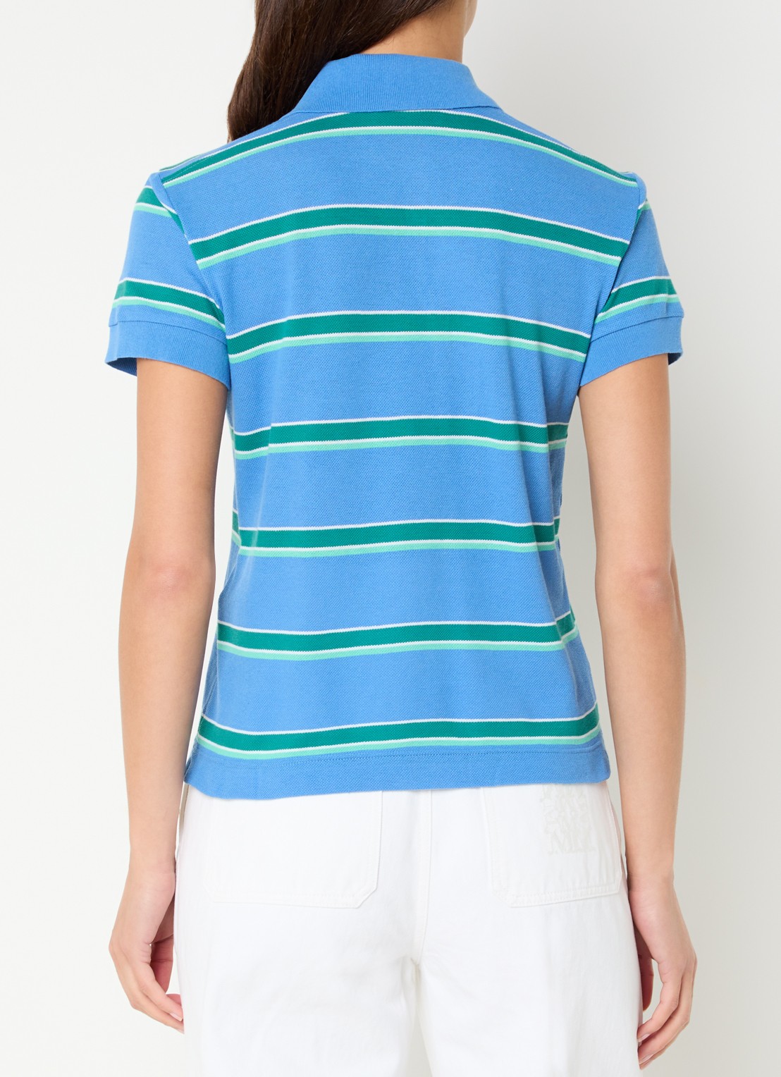 Max & Co Polo met logo en streepprint - achterkant 3 blauw
