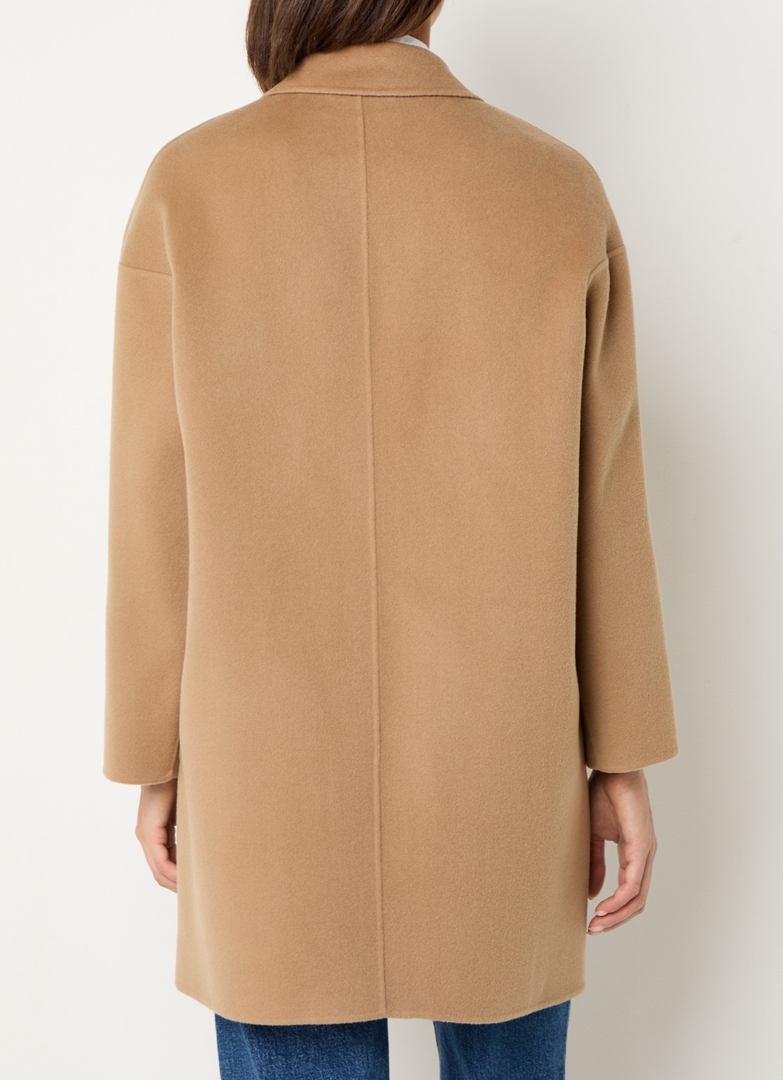 Max & Co Riccardo double-breasted mantel van scheerwol met opgestikte zakken - achterkant camel