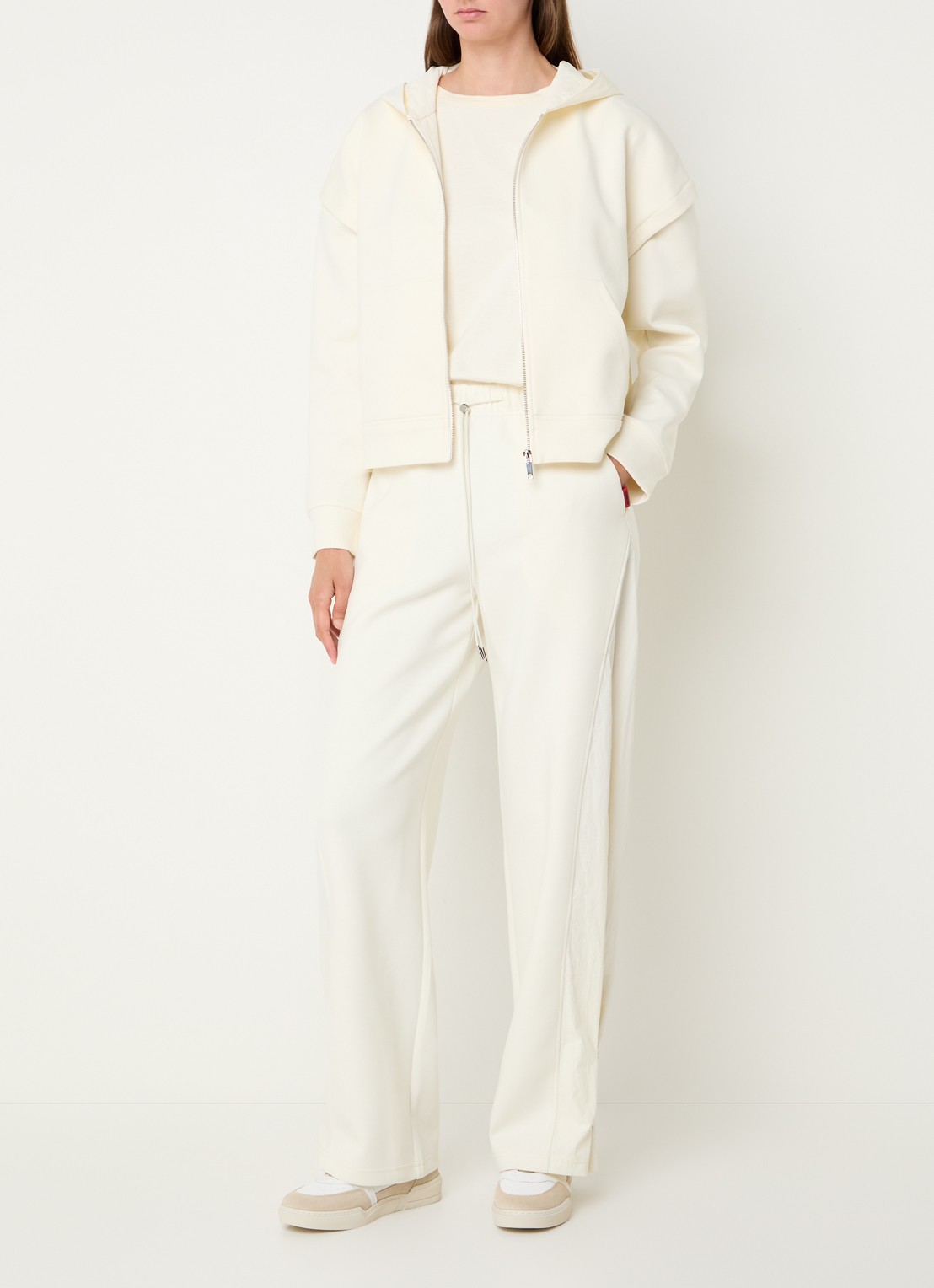 Max & Co Rivoli high waist straight fit joggingbroek met steekzakken - voorkant 4 gebroken wit