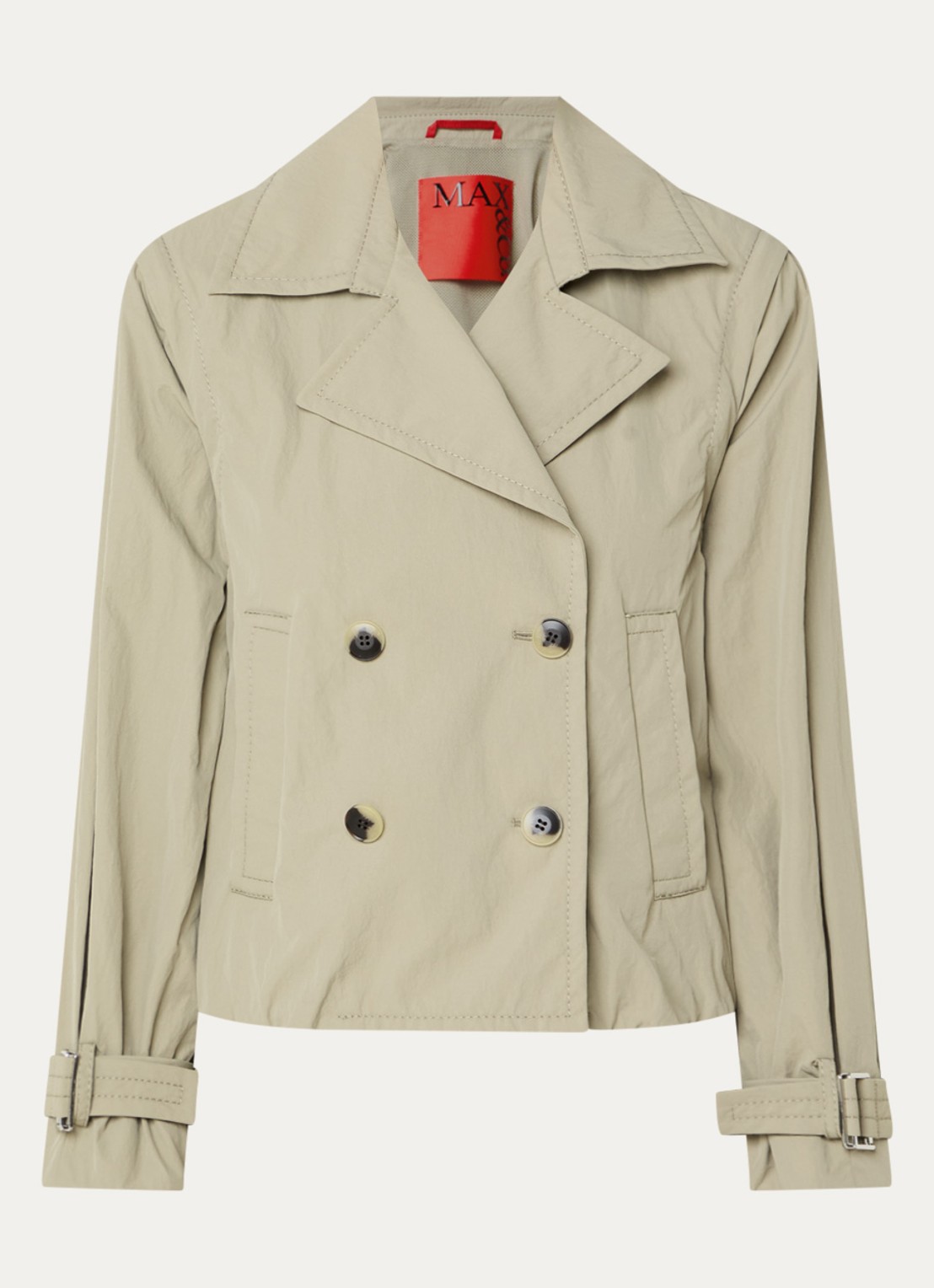 Max & Co Romeo double-breasted trenchcoat met steekzakken - voorkant 3 khaki