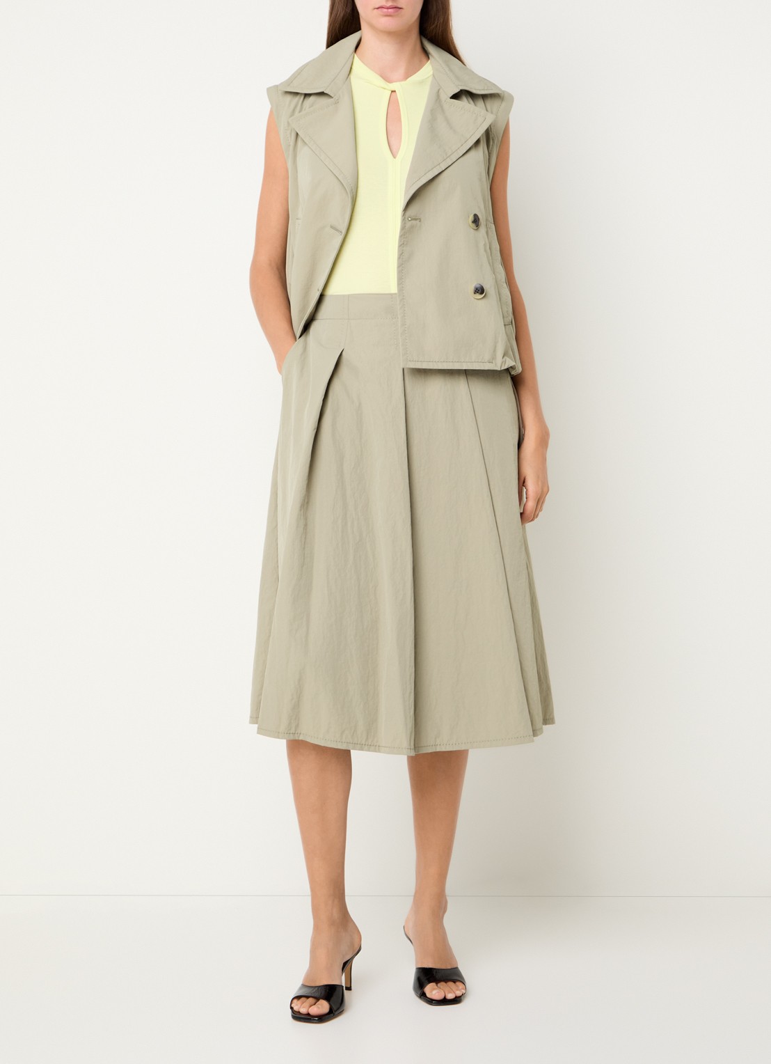 Max & Co Romeo double-breasted trenchcoat met steekzakken - voorkant 4 khaki