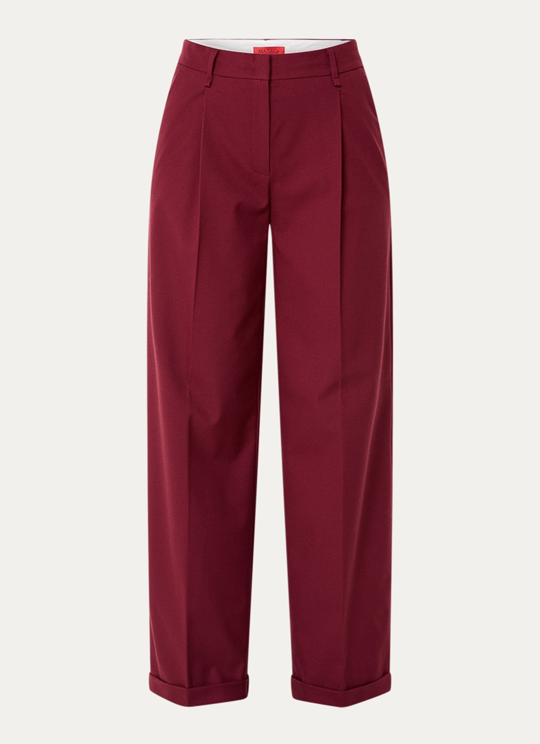Max & Co Sacca high waist loose fit pantalon met steekzakken - voorkant bordeauxrood