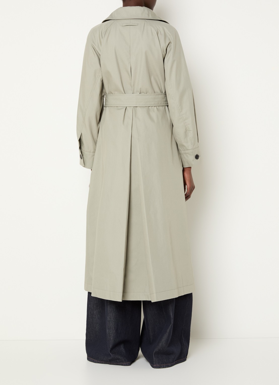 Max & Co Saio double-breasted trenchcoat met strikceintuur en steekzakken - achterkant lichtgroen