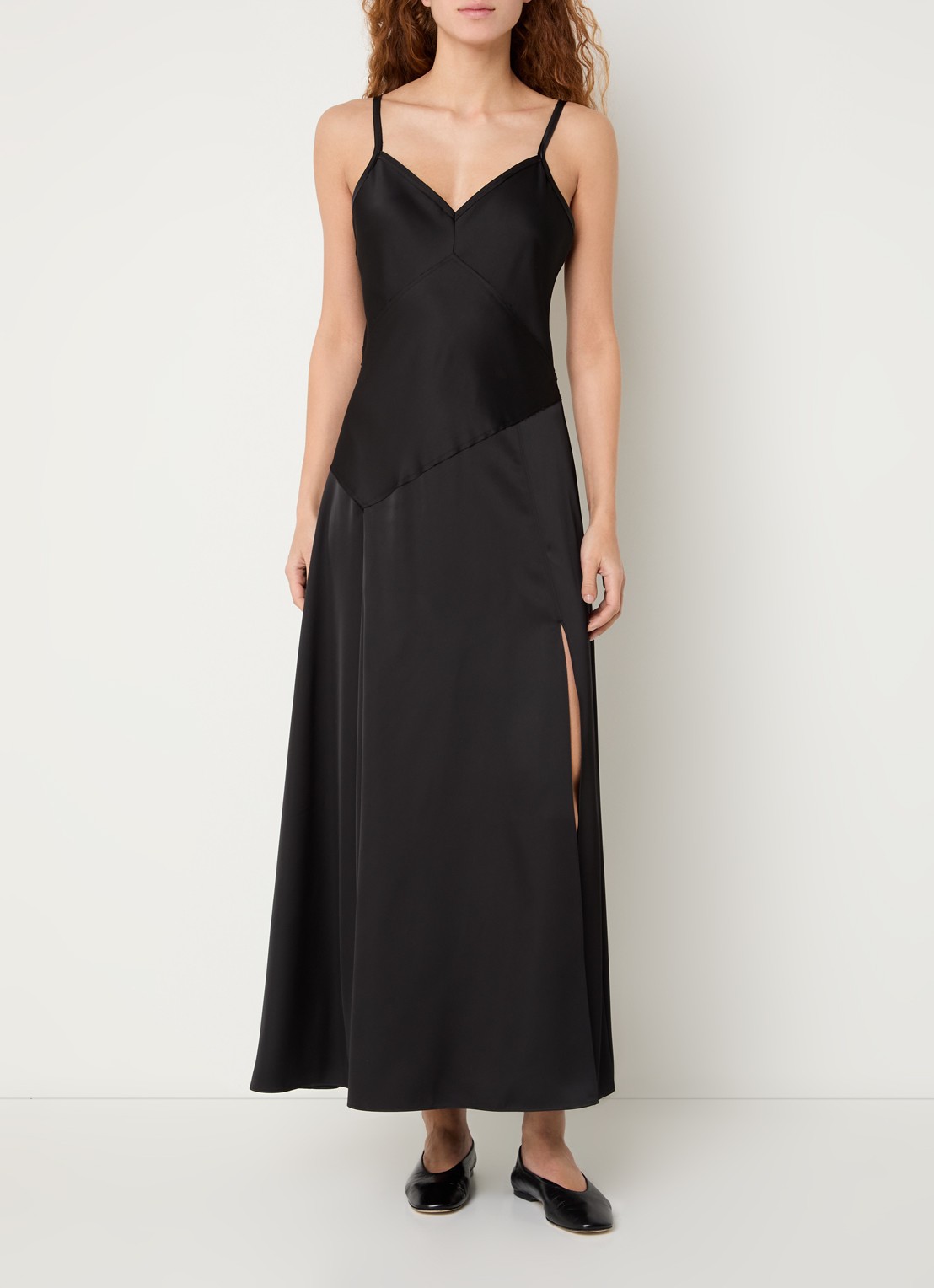 Max & Co Sasia maxi jurk van satijn met split - detail zwart