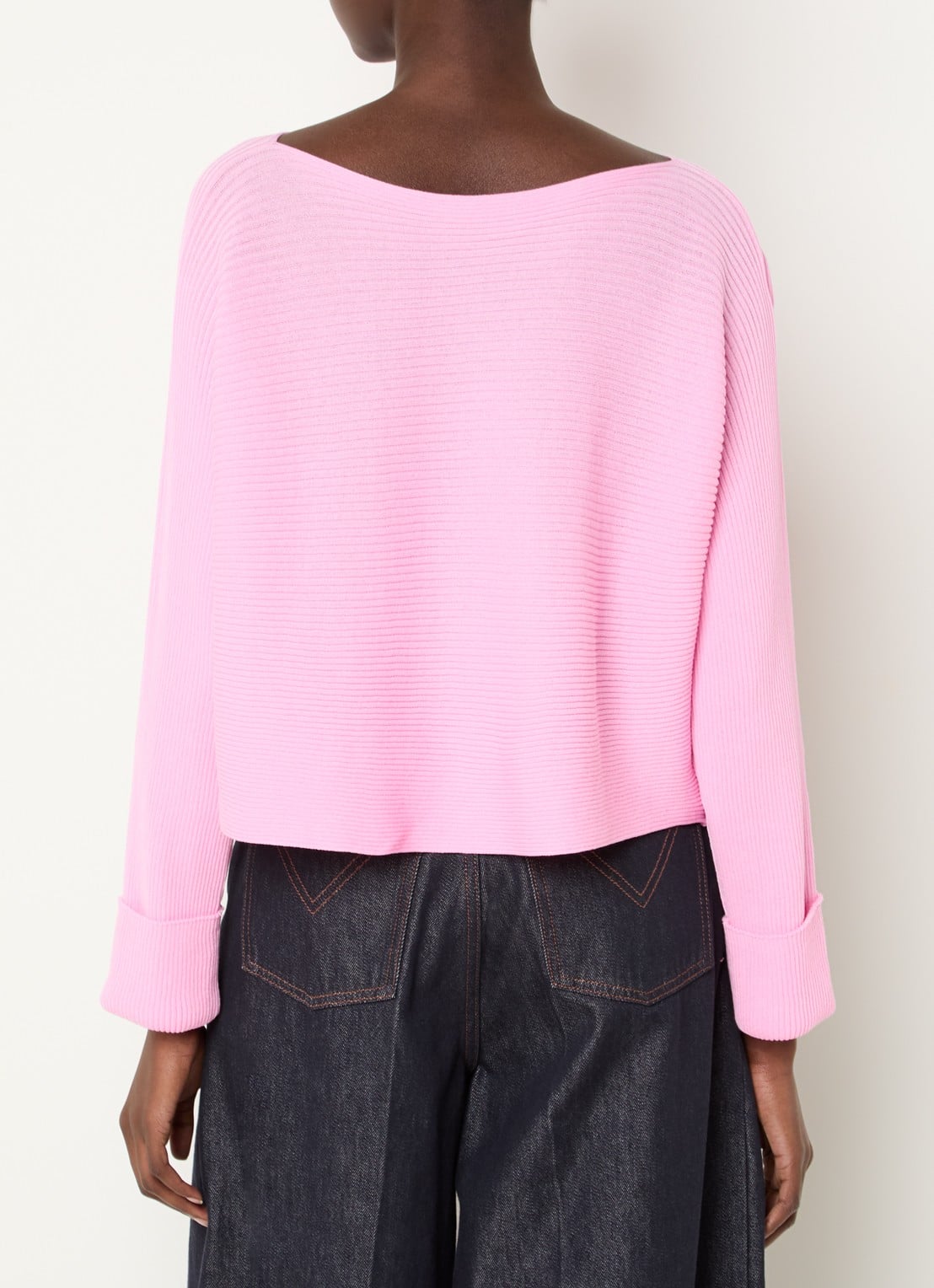 Max & Co Scambio ribgebreide top met boothals - achterkant roze