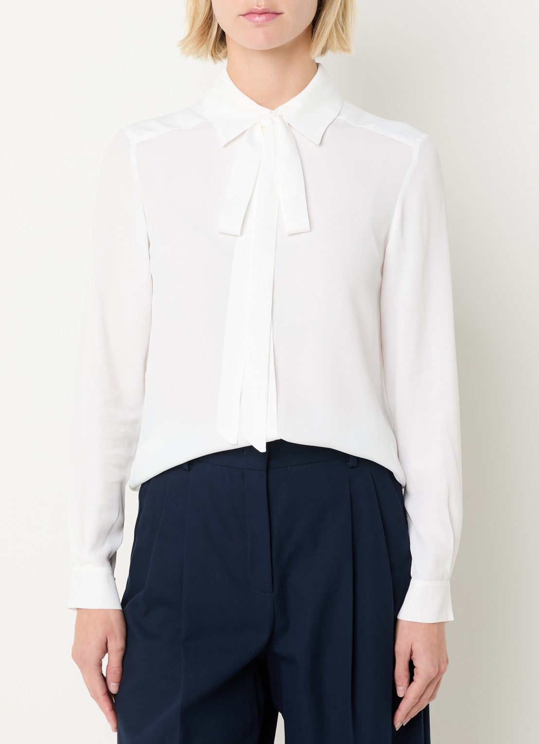 Max & Co Semi-transparante blouse met sjaalkraag - detail 4 wit