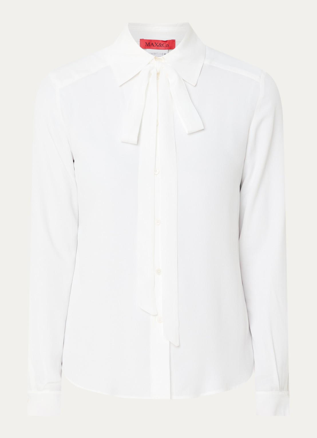 Max & Co Semi-transparante blouse met sjaalkraag - voorkant 2 wit