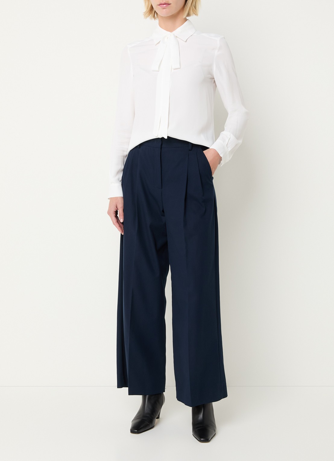 Max & Co Semi-transparante blouse met sjaalkraag - voorkant 3 wit